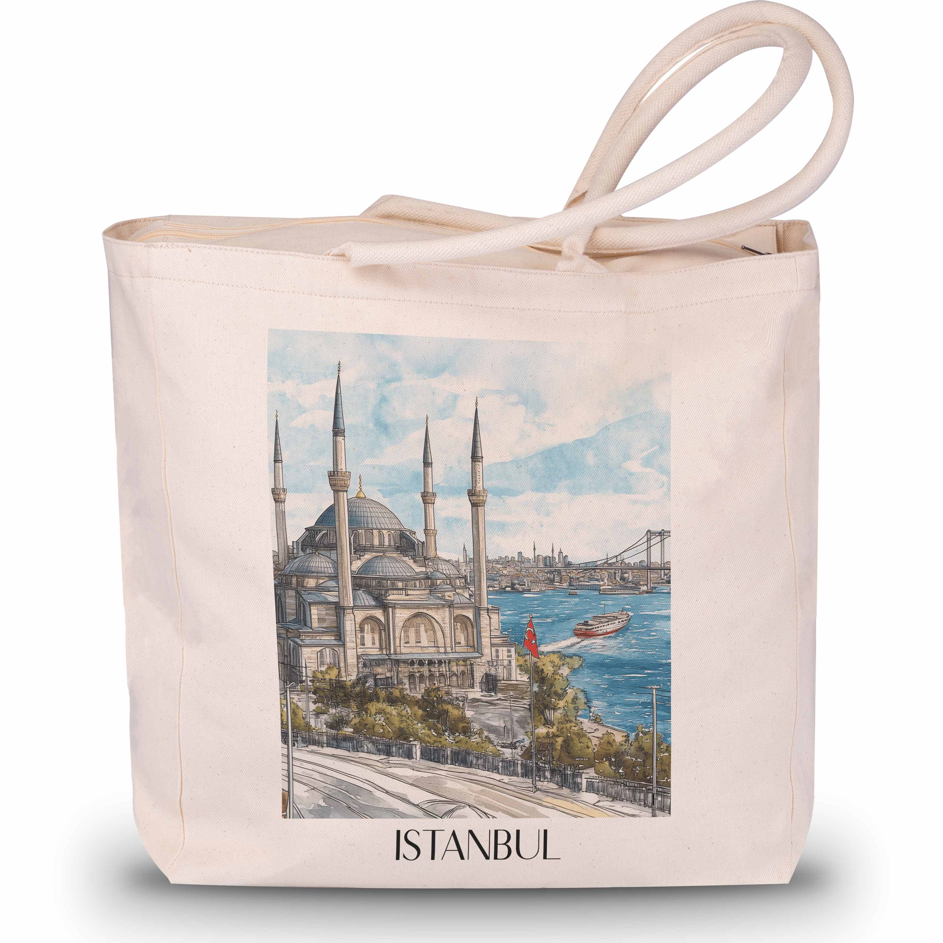 Istanbul - Türkei Tote Bag - Einkaufstasche im Aquarell Stil - favplace