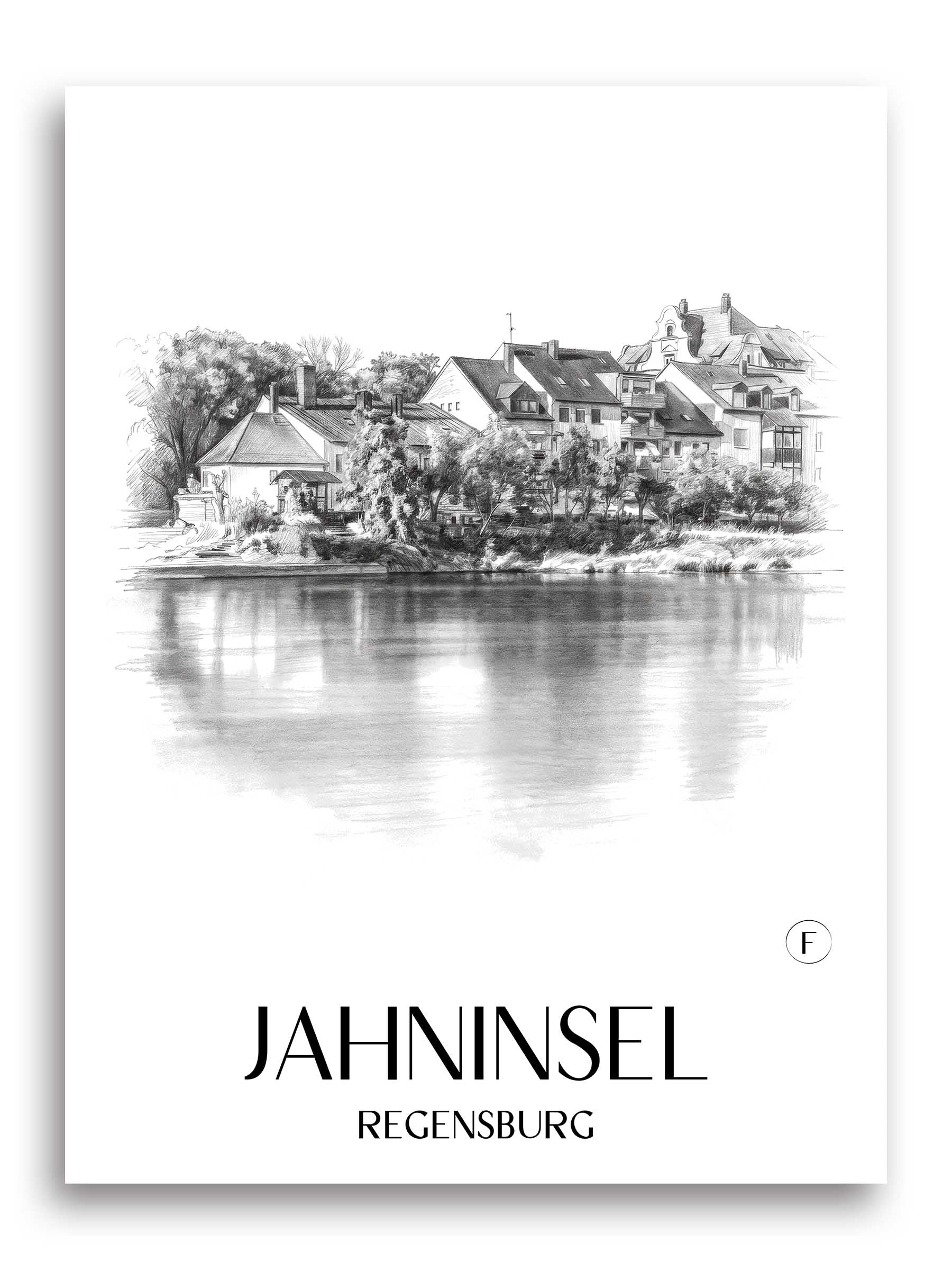 jahninsel-regensburg-deutschland-poster-bleistift-zeichnung-drawing