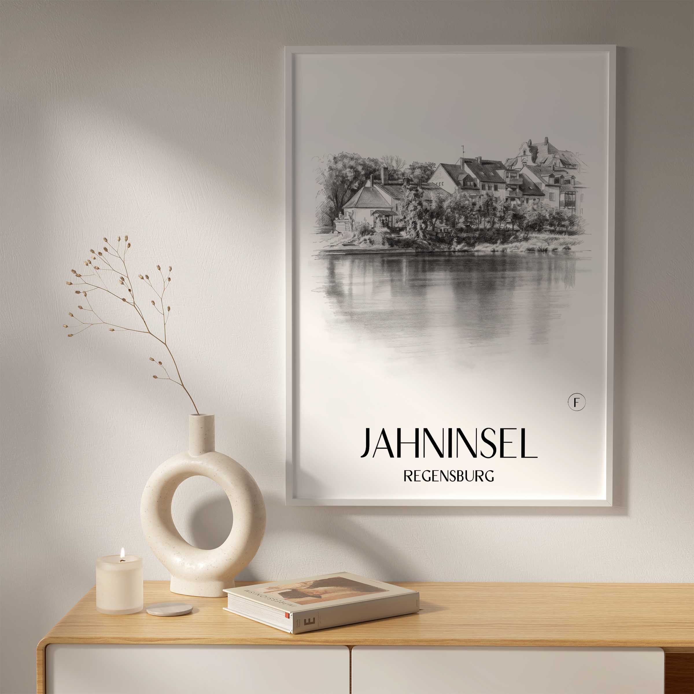 jahninsel-regensburg-deutschland-poster-bleistift-zeichnung-drawing