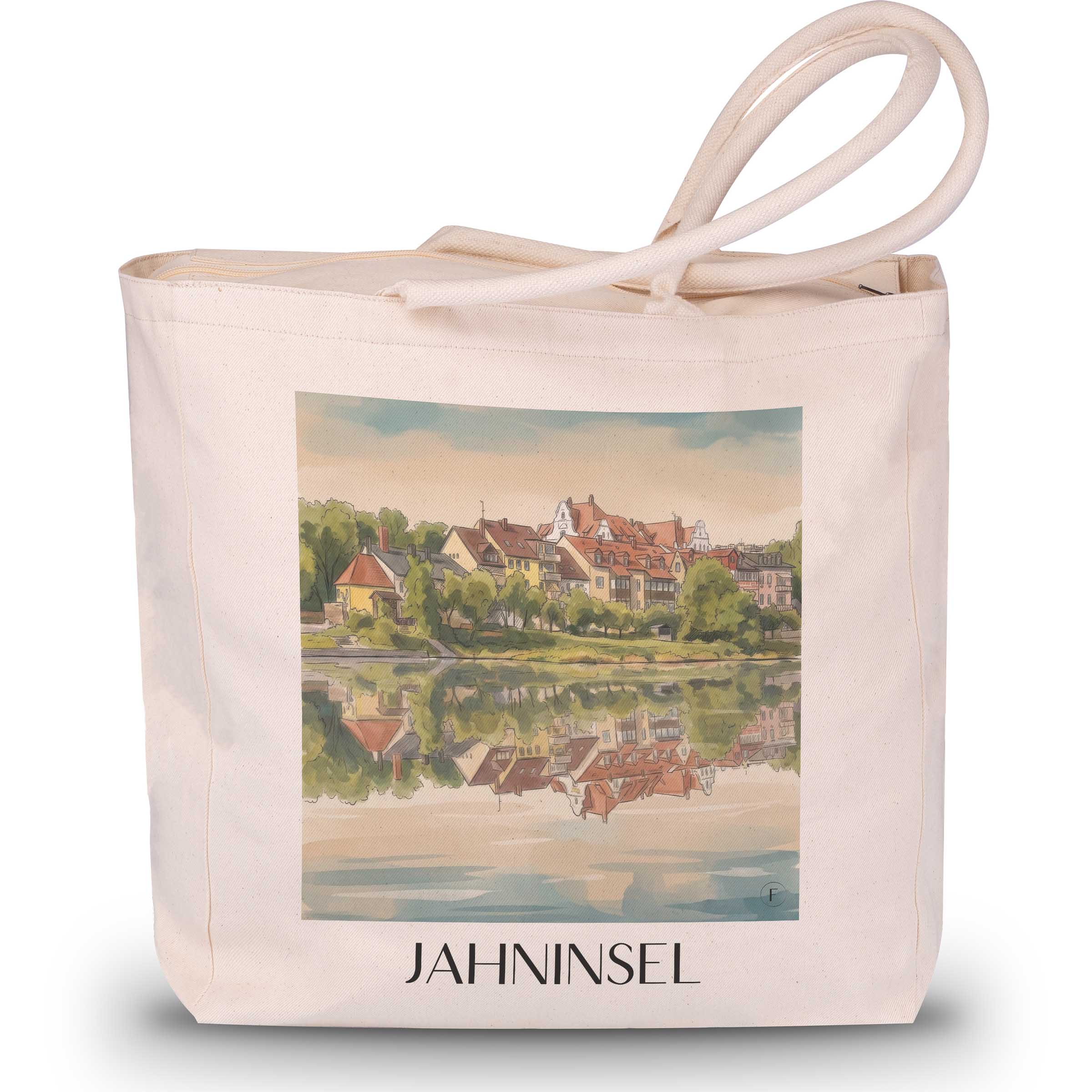 Jahninsel Shopping Tasche - Regensburg - Deutschland Tote Bag - Einkaufstasche im Aquarell Stil - favplace