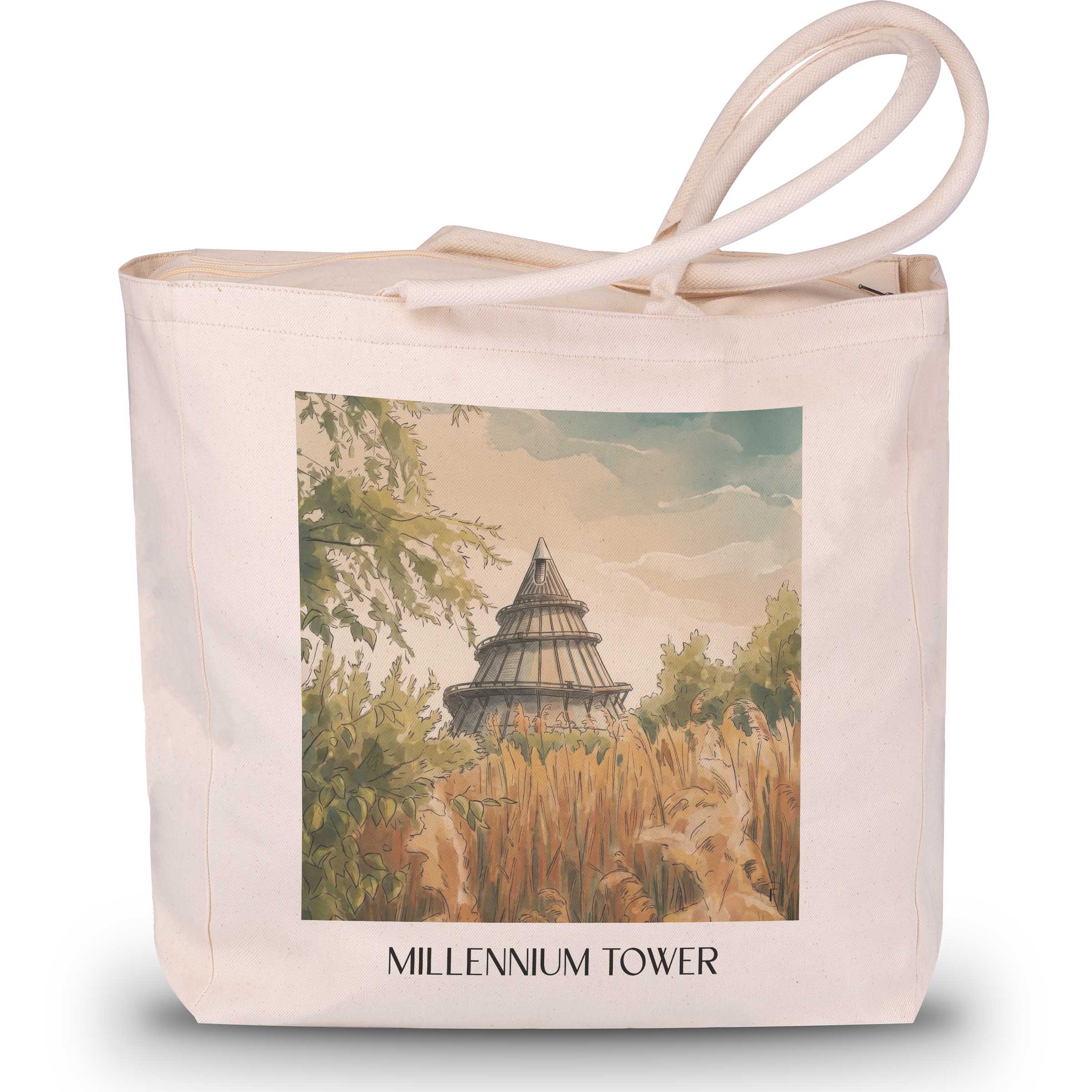Jahrtausendturm Shopping Tasche - Magdeburg - Deutschland Tote Bag - Einkaufstasche im Aquarell Stil - favplace