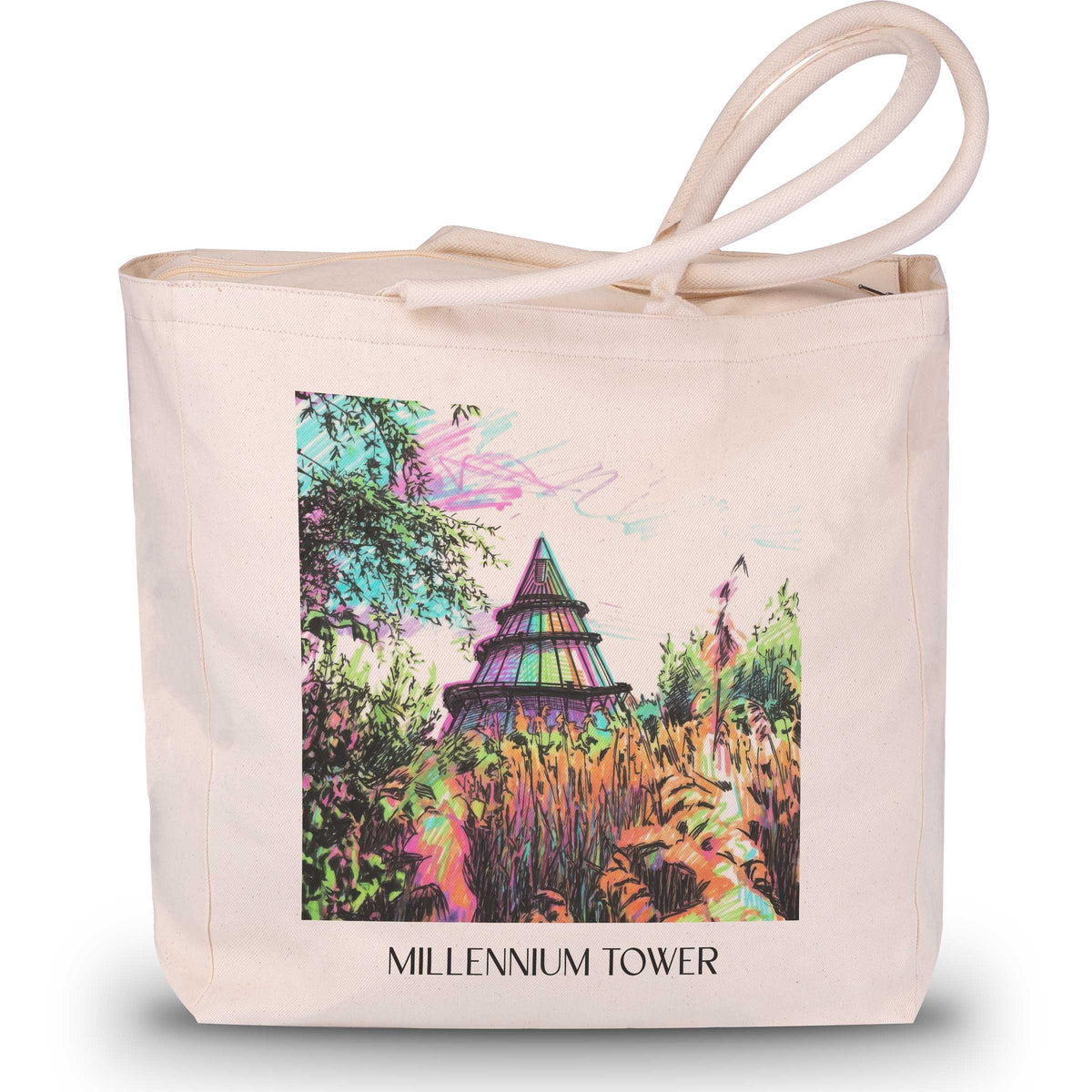 Jahrtausendturm Shopping Tasche - Magdeburg - Deutschland Tote Bag - Einkaufstasche im Tag Graffiti Stil - favplace