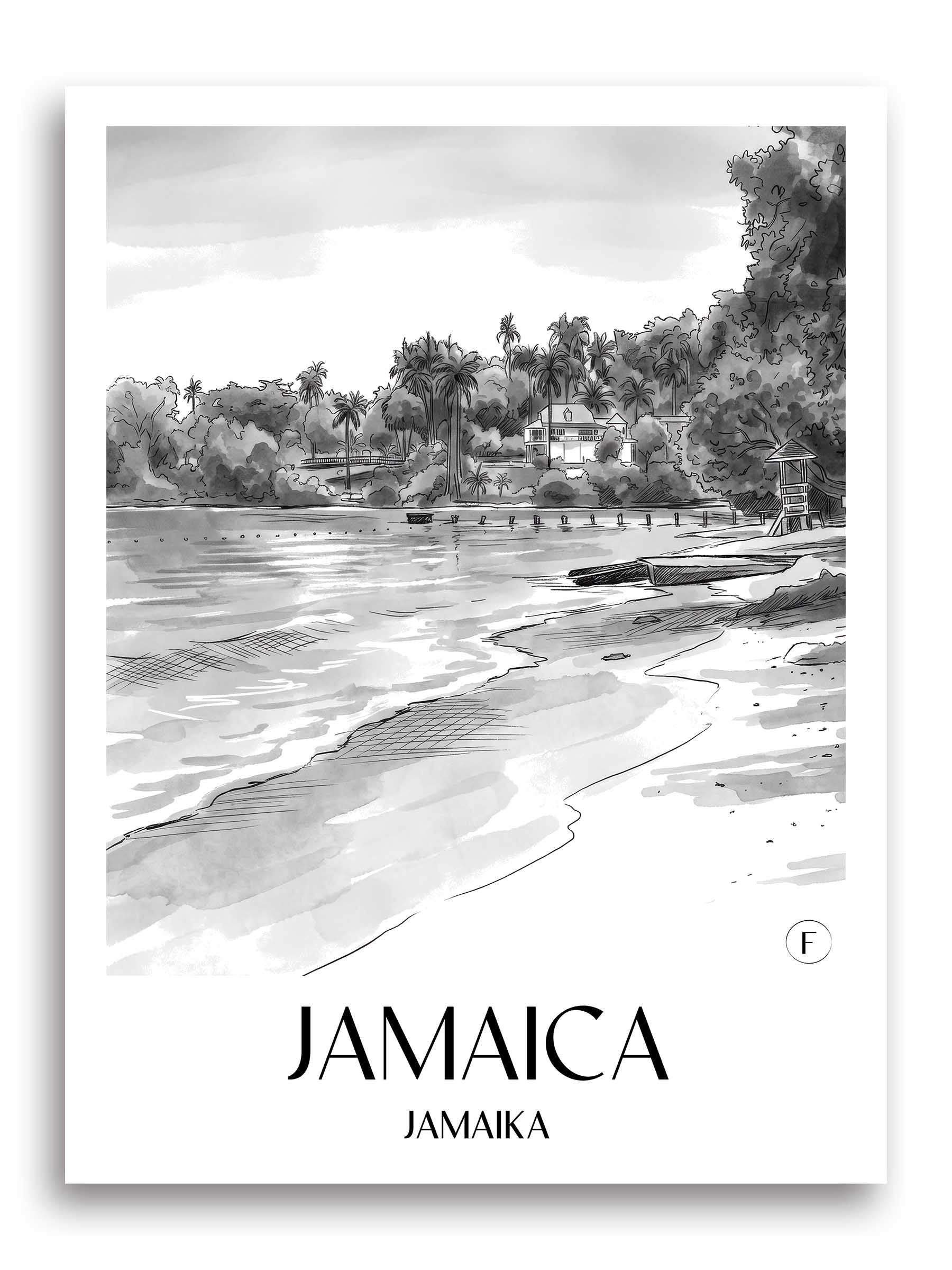 jamaica-jamaika-poster-aquarell-schwarz-weiss