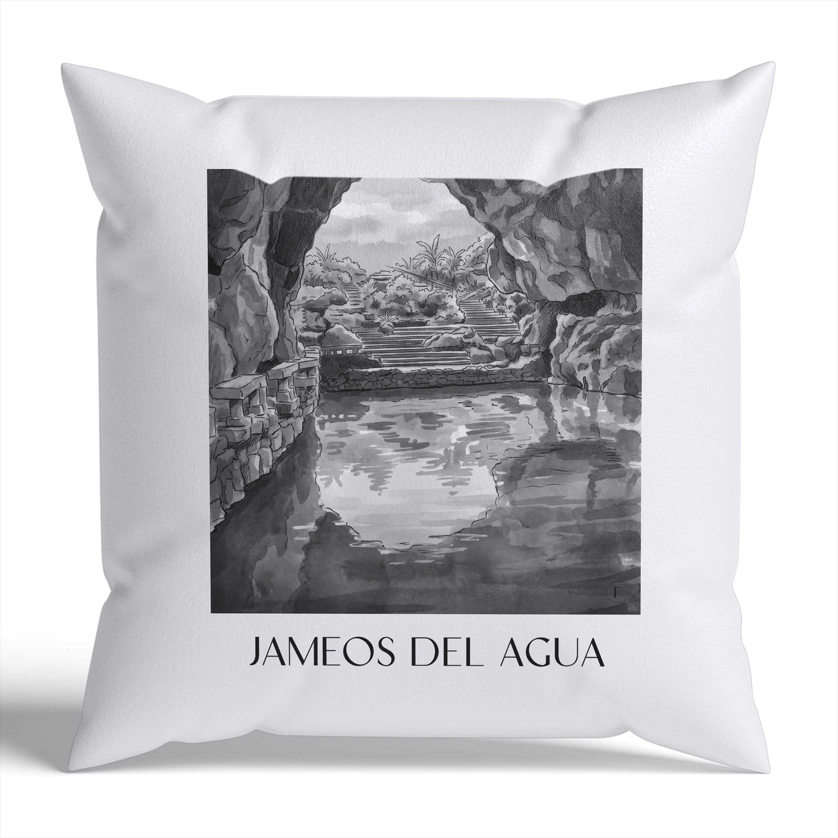 jameos-del-agua-lanzarote-spanien-kissenbezug-aquarell-schwarz-weiss