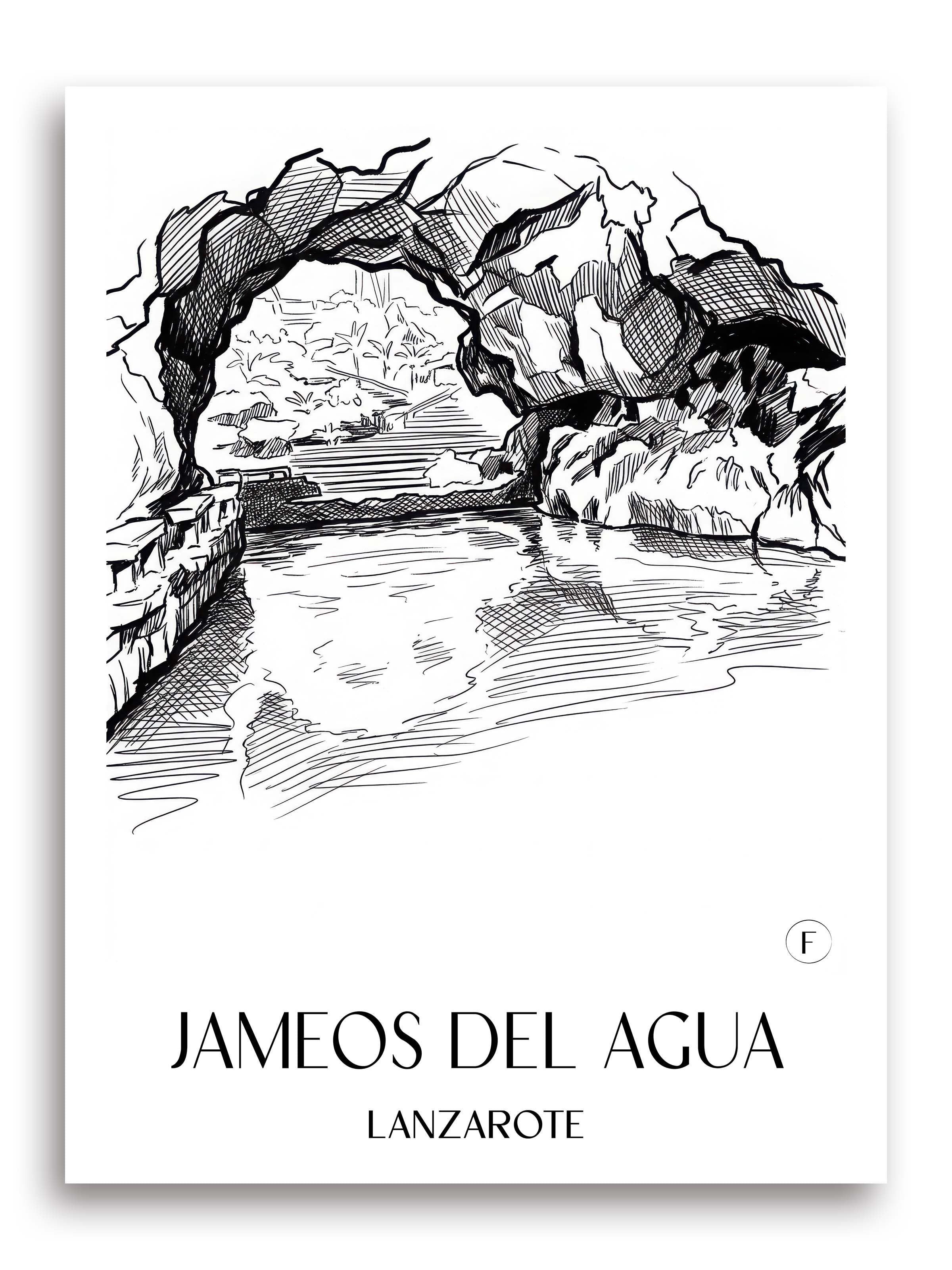 Jameos del Agua Poster - Lanzarote - Spanien Kunstdruck - Skizze von A4 bis A1 - favplace