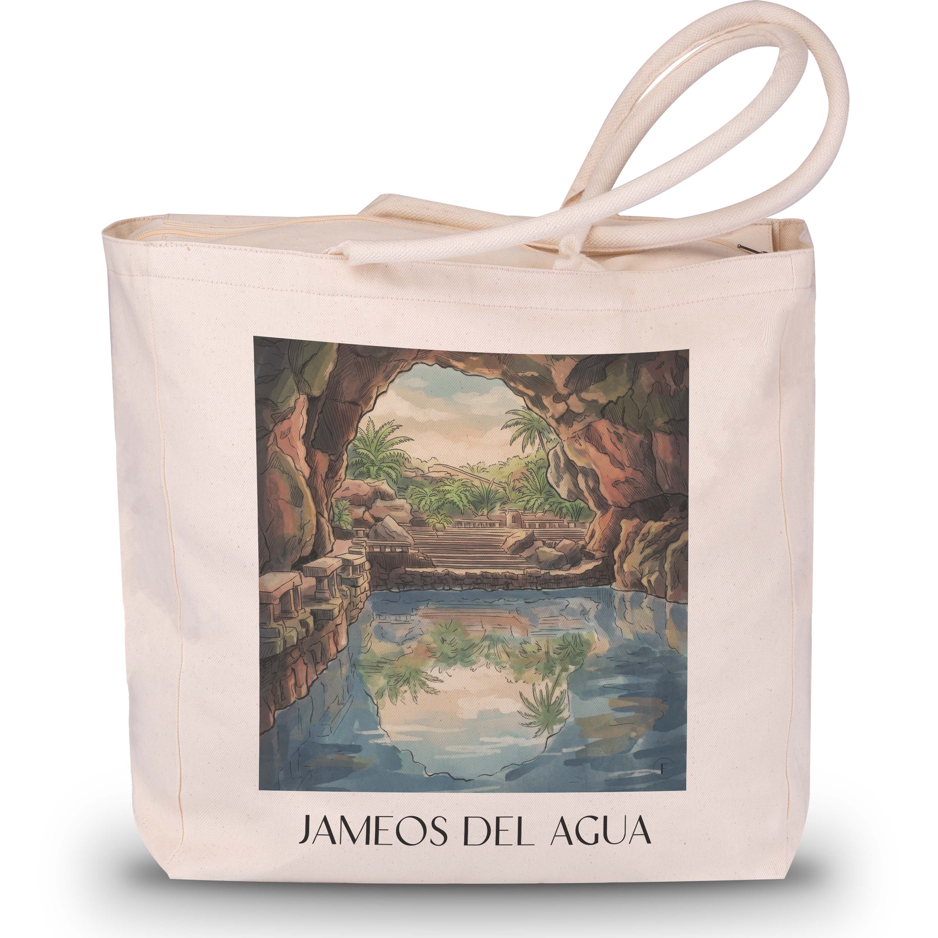 jameos-del-agua-lanzarote-spanien-einkaufstasche-aquarell