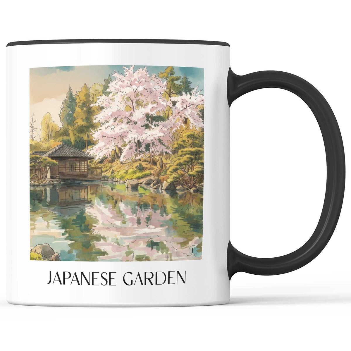 Japanischer Garten Kaffeebecher - Kaiserslautern - Deutschland Becher - Kaffeetasse im Aquarell Stil - favplace