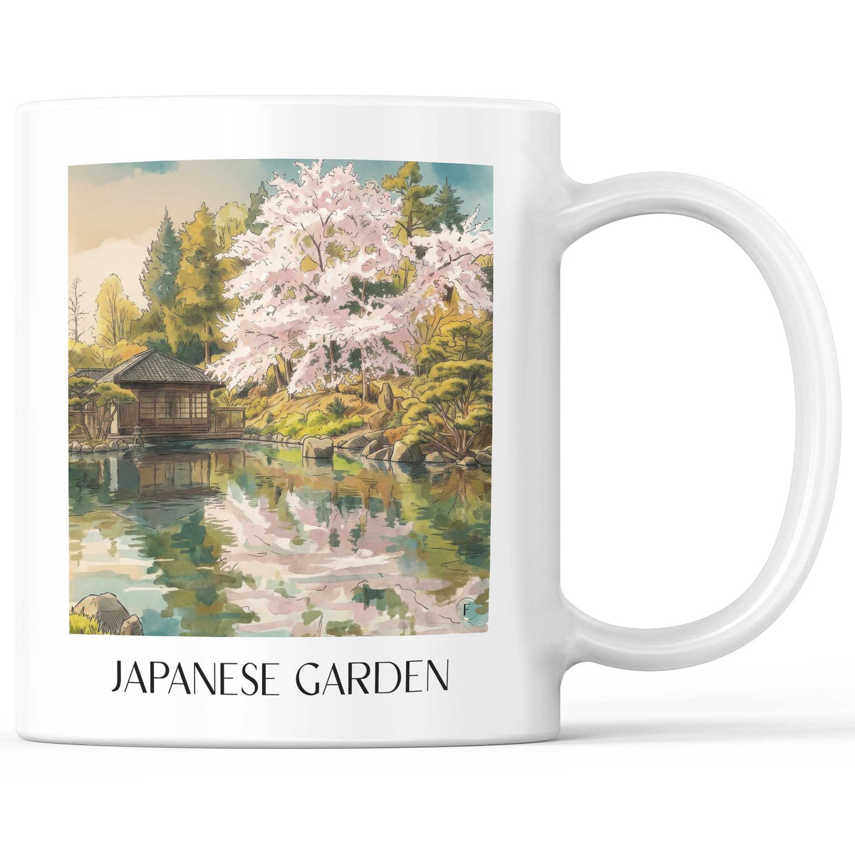 Japanischer Garten Kaffeebecher - Kaiserslautern - Deutschland Becher - Kaffeetasse im Aquarell Stil - favplace
