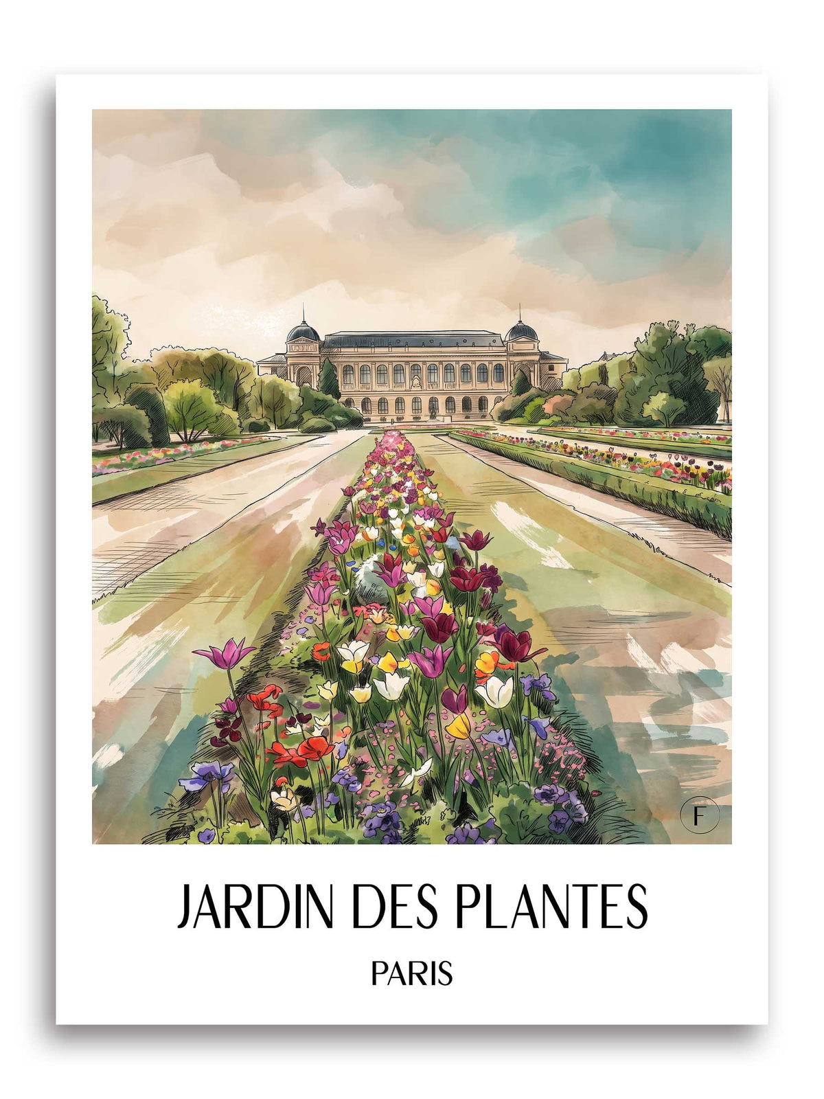 Jardin des Plantes Poster - Paris - Frankreich Kunstdruck - Aquarell von A4 bis A1 - favplace