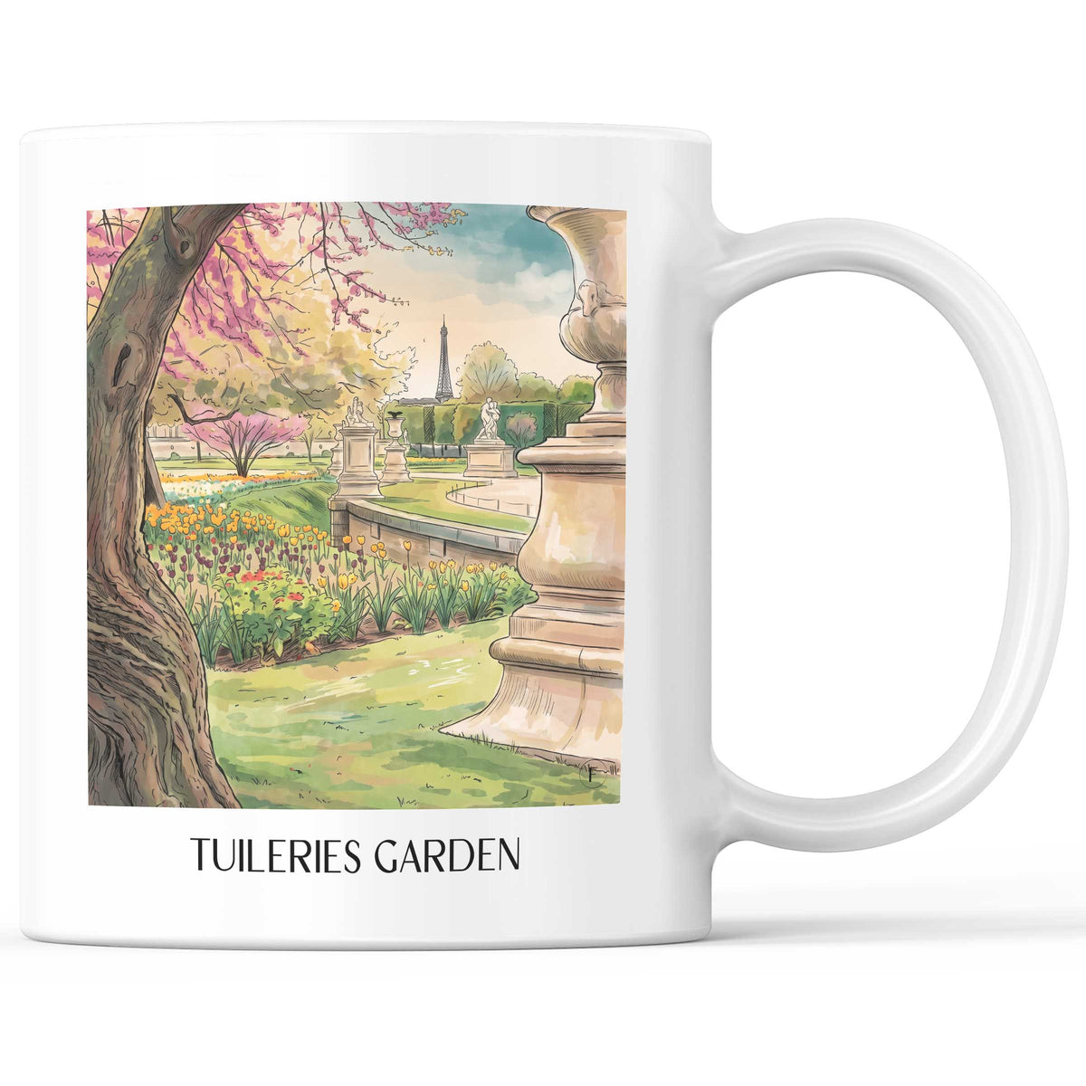 Jardin des Tuileries Kaffeebecher - Paris - Frankreich Becher - Kaffeetasse im Aquarell Stil