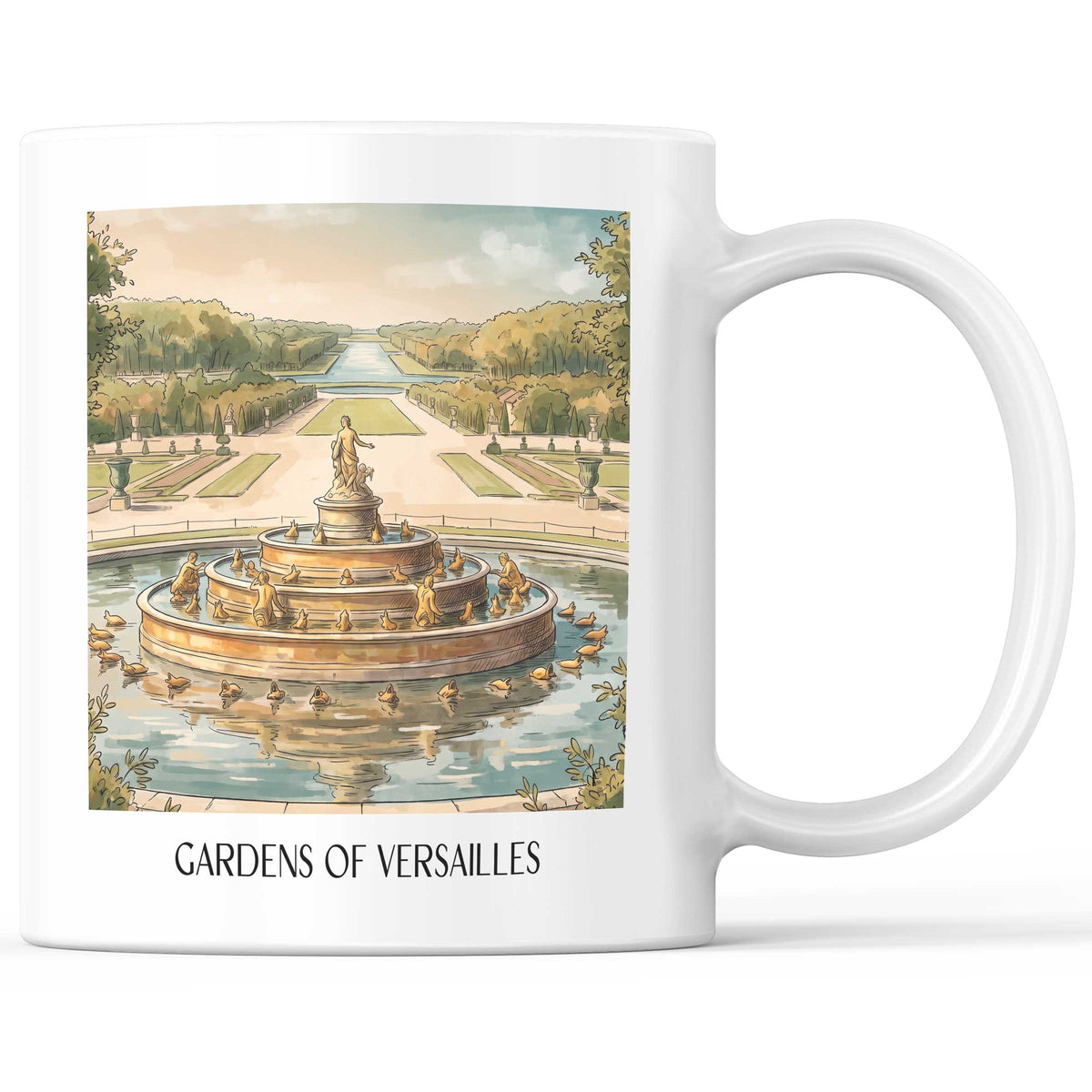 Jardins de Versailles Kaffeebecher - Yvelines - Frankreich Becher - Kaffeetasse im Aquarell Stil - favplace