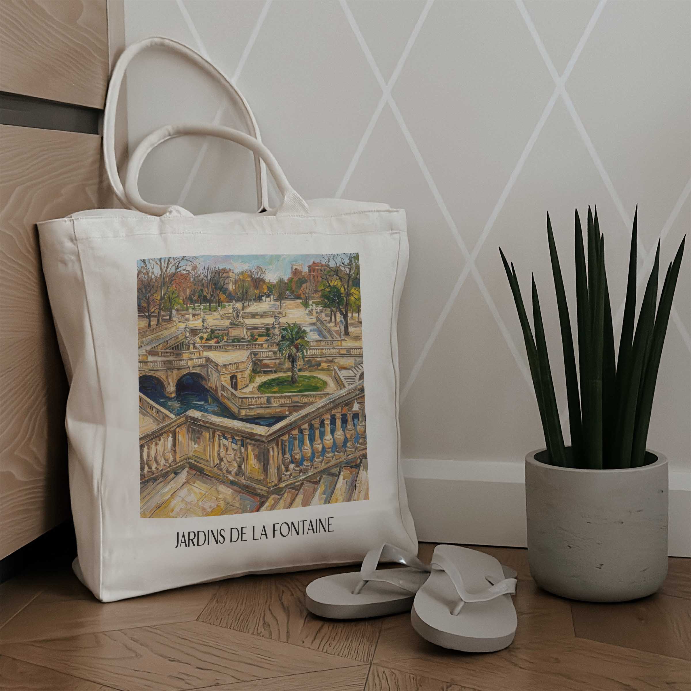 jardins-de-la-fontaine-nîmes-frankreich-einkaufstasche-oil-painting-oelgemaelde