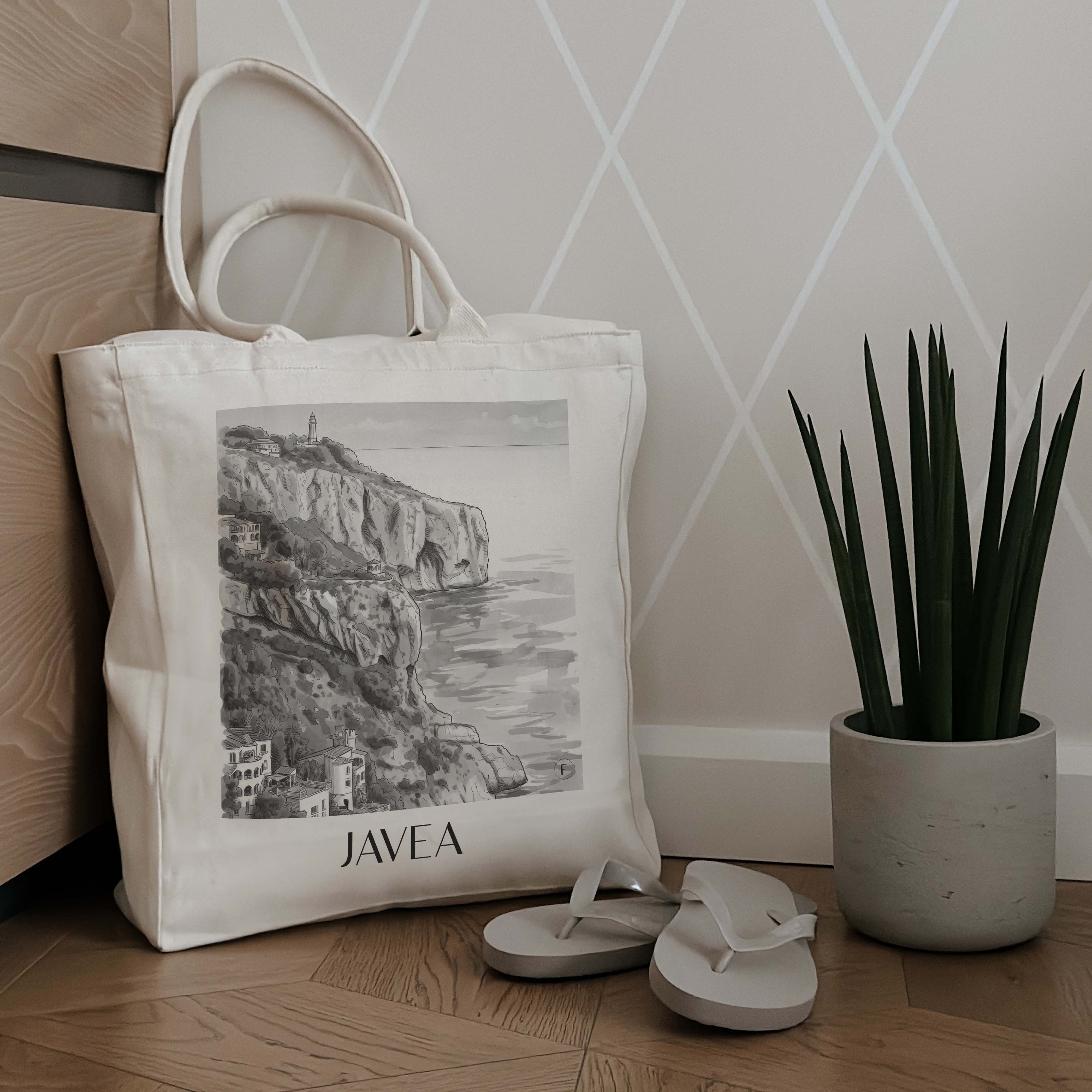 javea-spanien-spanien-einkaufstasche-aquarell-schwarz-weiss