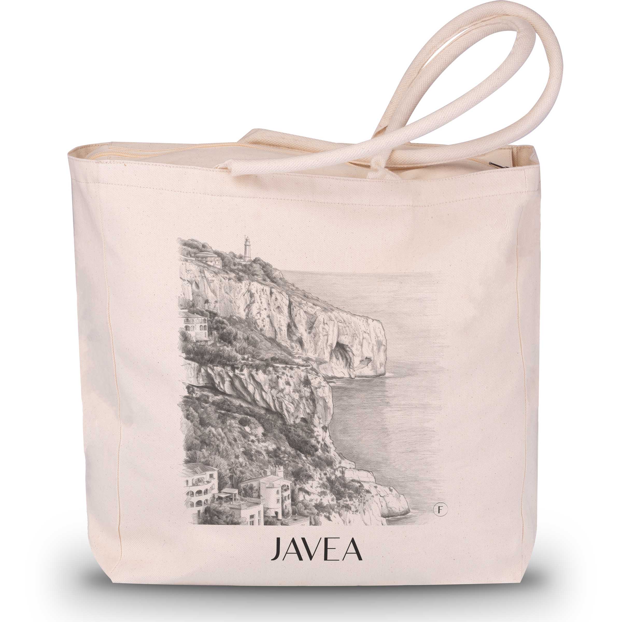 Javea Shopping Bag - Spain - Spain Tote Bag - Drawing Style Shopping Bag