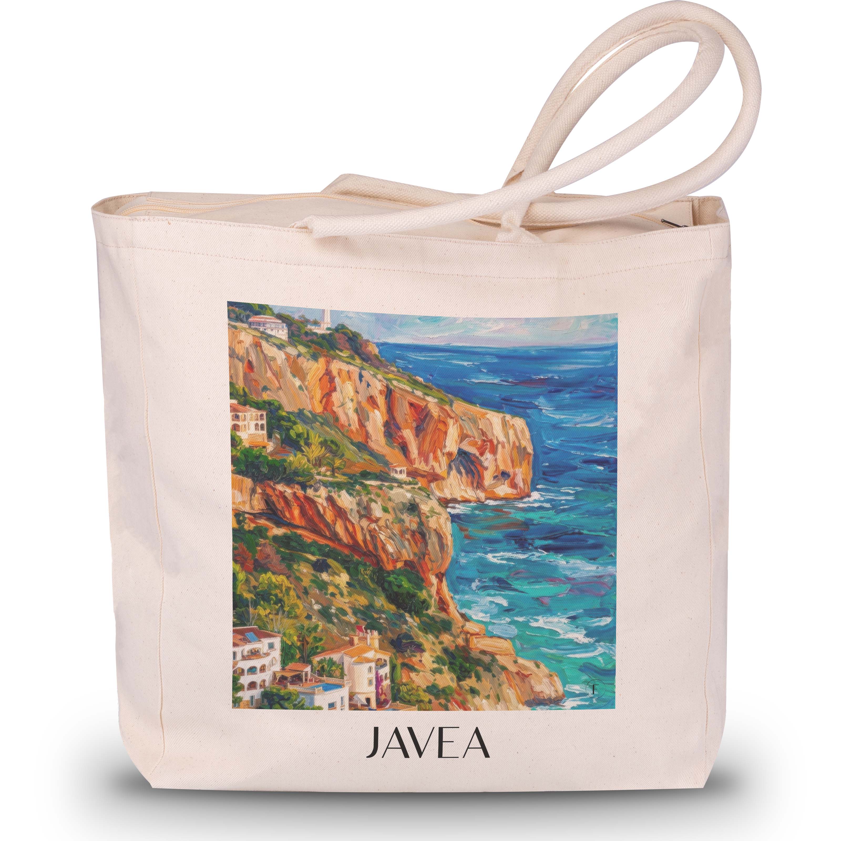 Javea Shopping Tasche - Spanien - Spanien Tote Bag - Einkaufstasche im Ölgemälde Stil - favplace
