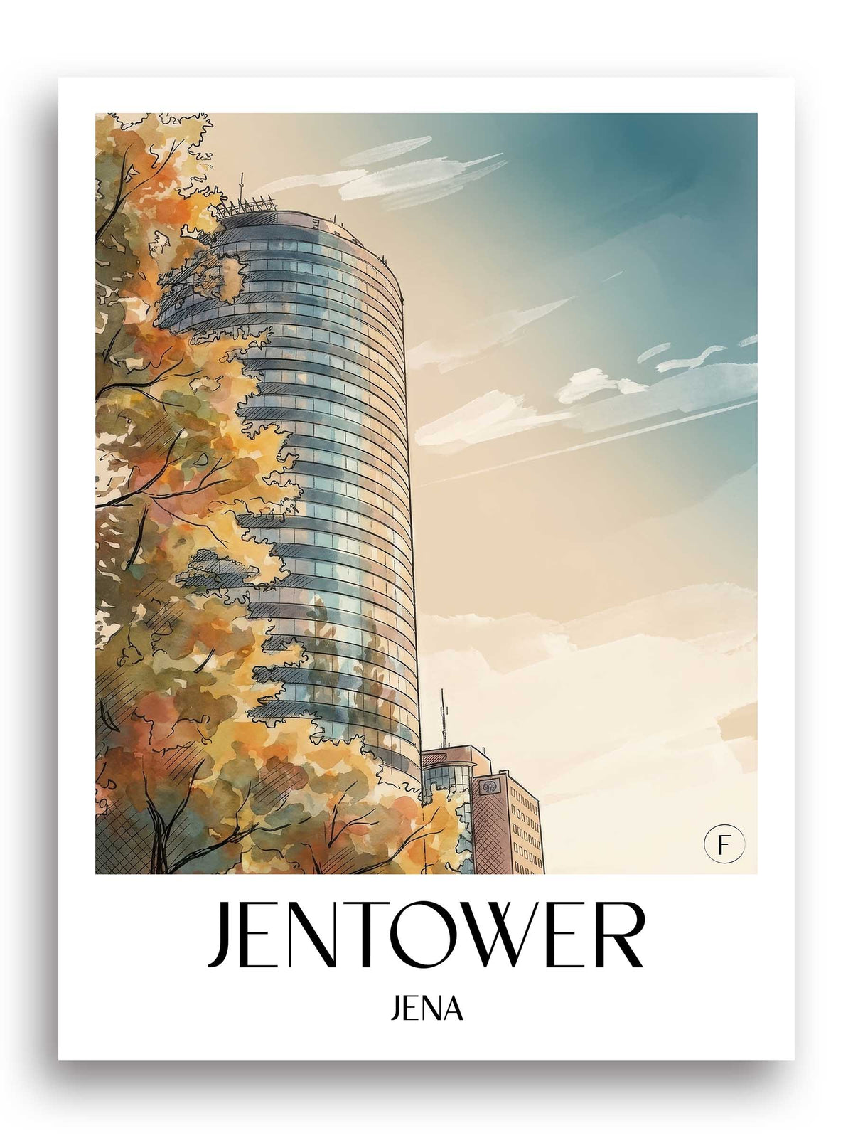 jentower-jena-deutschland-poster-aquarell