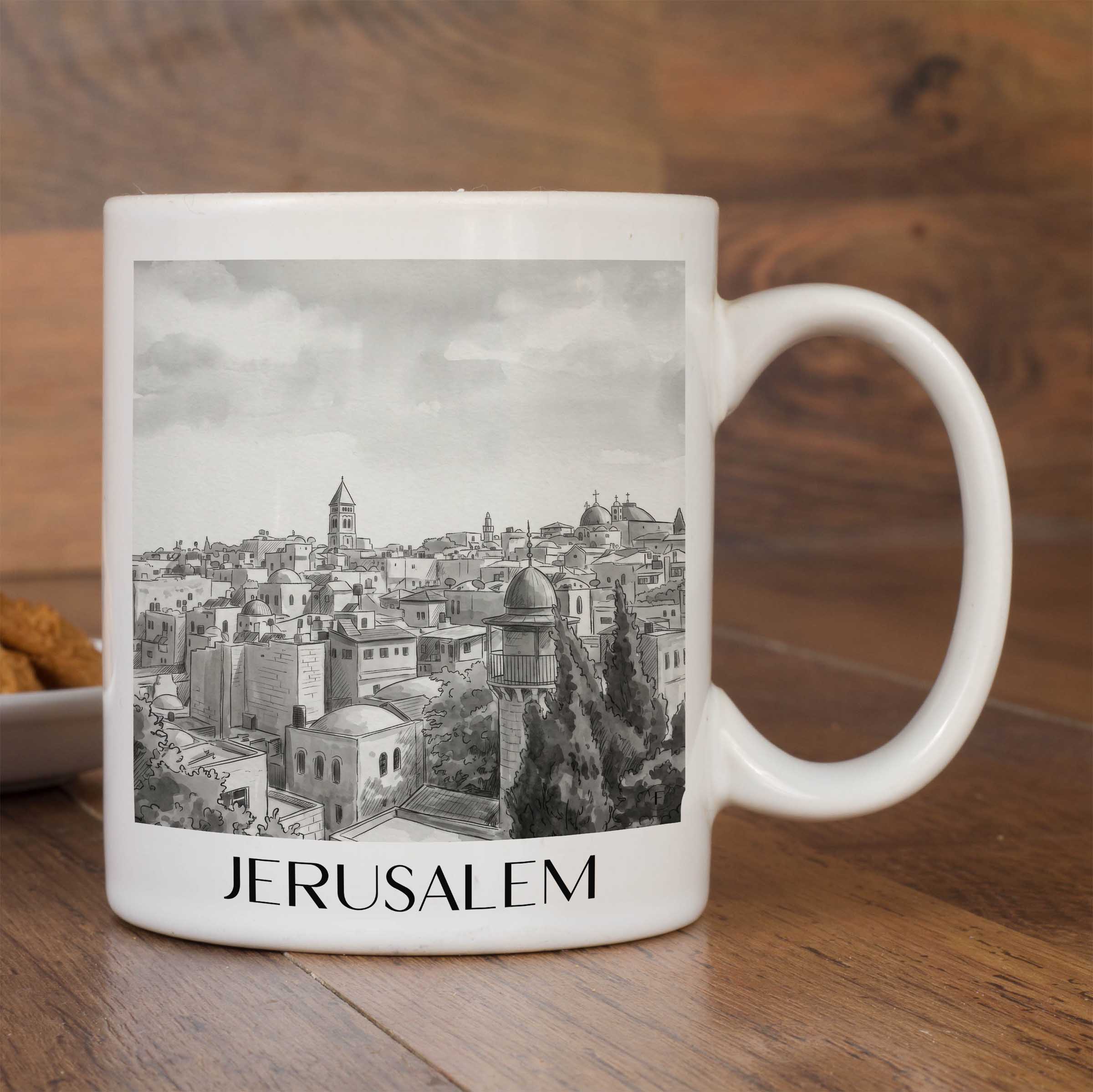 jerusalem-israel-kaffeebecher-aquarell-schwarz-weiss