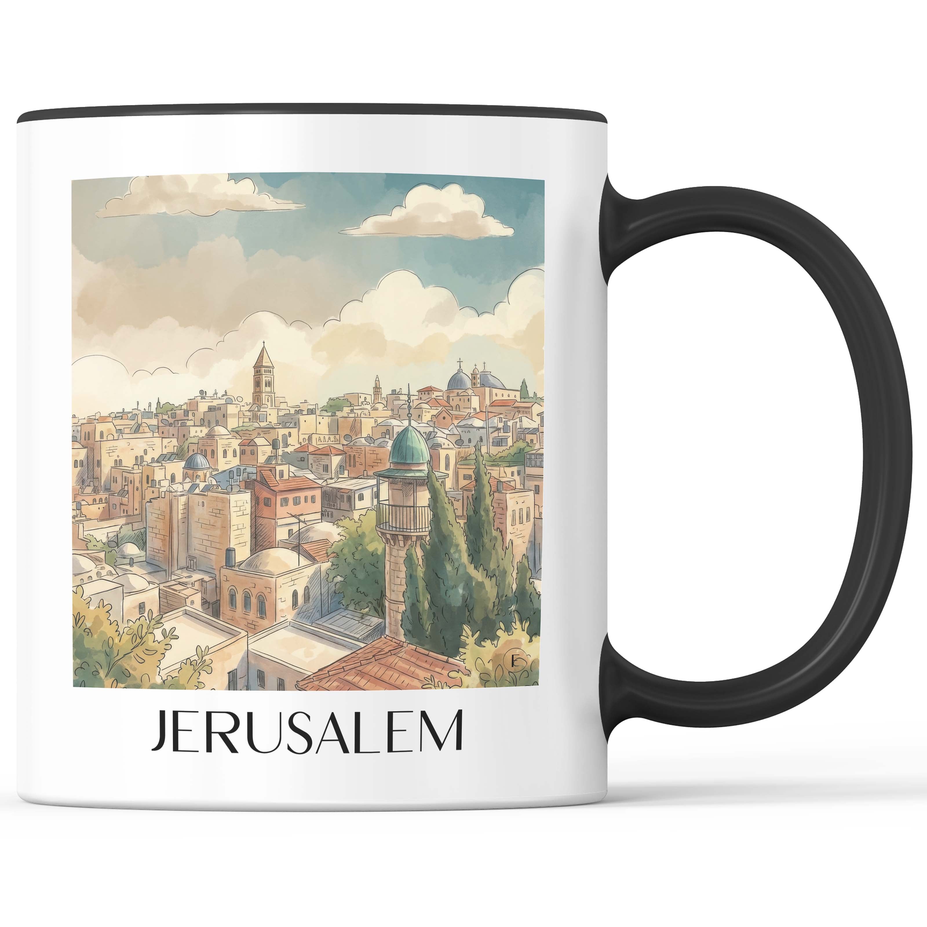 Jerusalem - Israel Becher - Kaffeetasse im Aquarell Stil - favplace