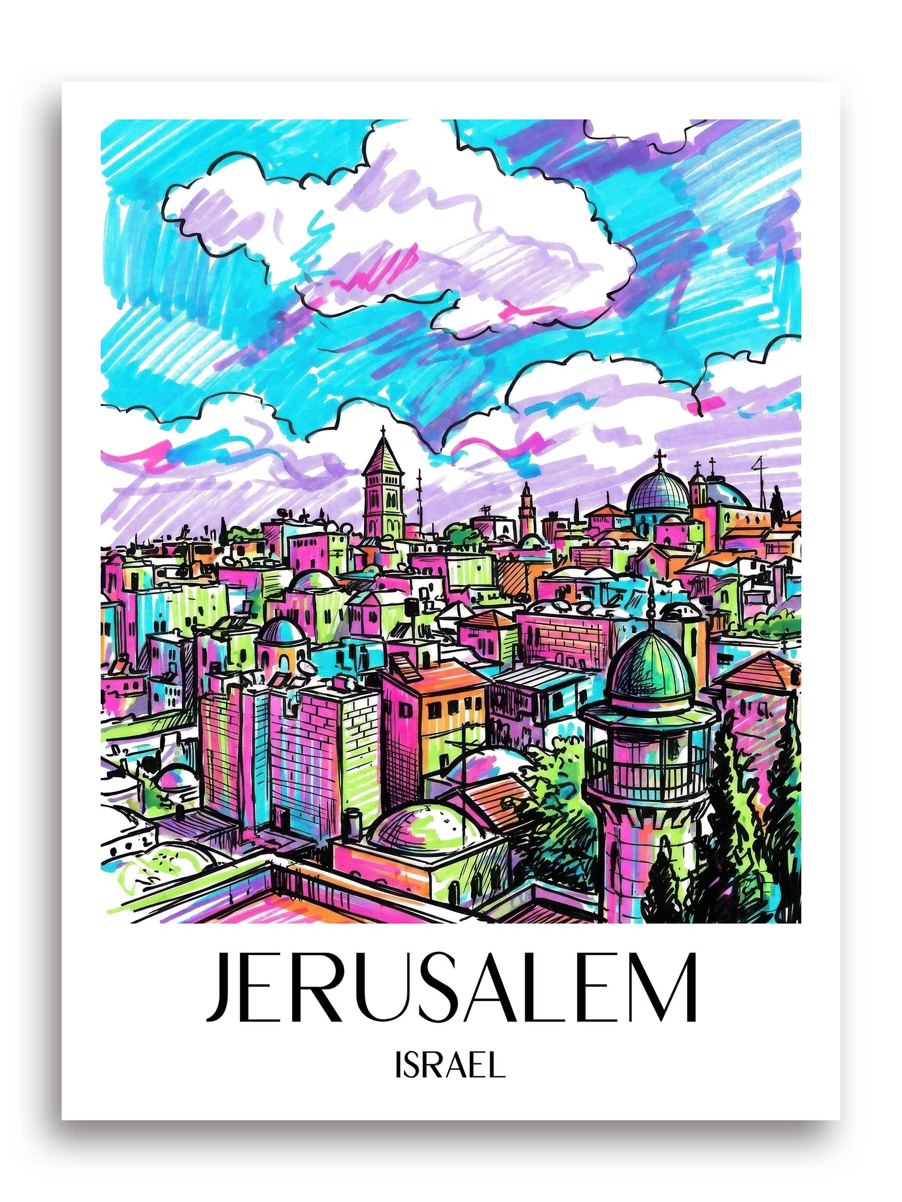 Jerusalem Poster - - Israel Kunstdruck - Tag Graffiti von A4 bis A1 - favplace