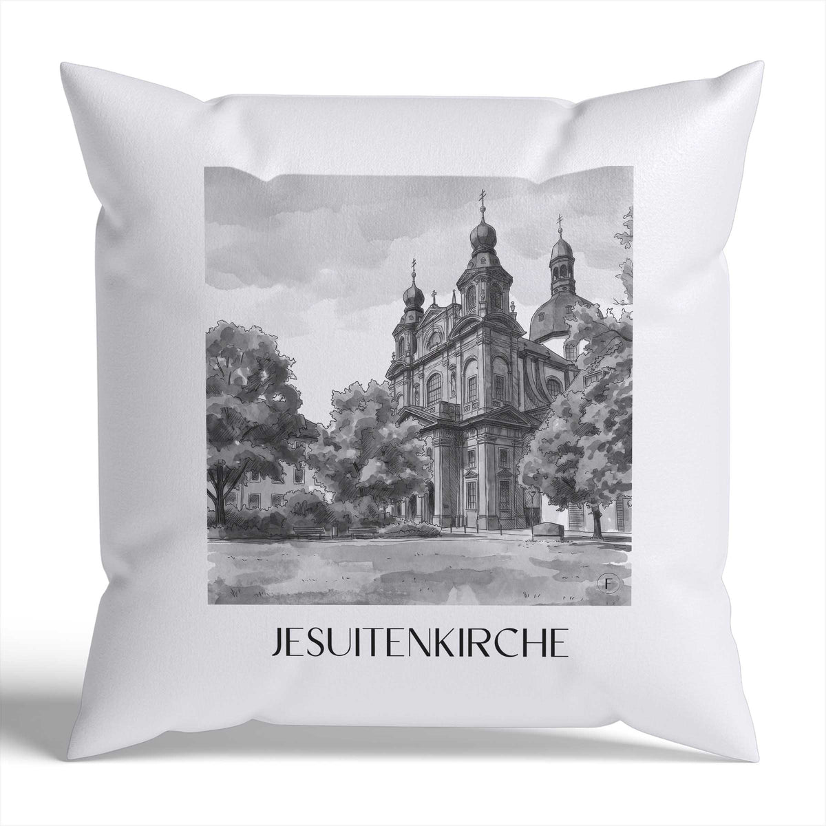 jesuitenkirche-mannheim-deutschland-kissenbezug-aquarell-schwarz-weiss