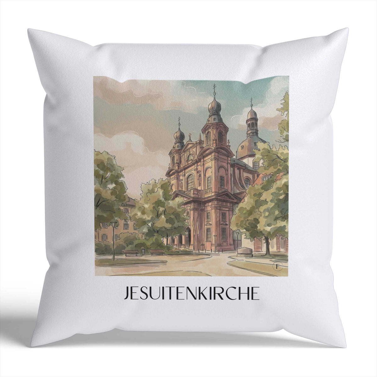jesuitenkirche-mannheim-deutschland-kissenbezug-aquarell