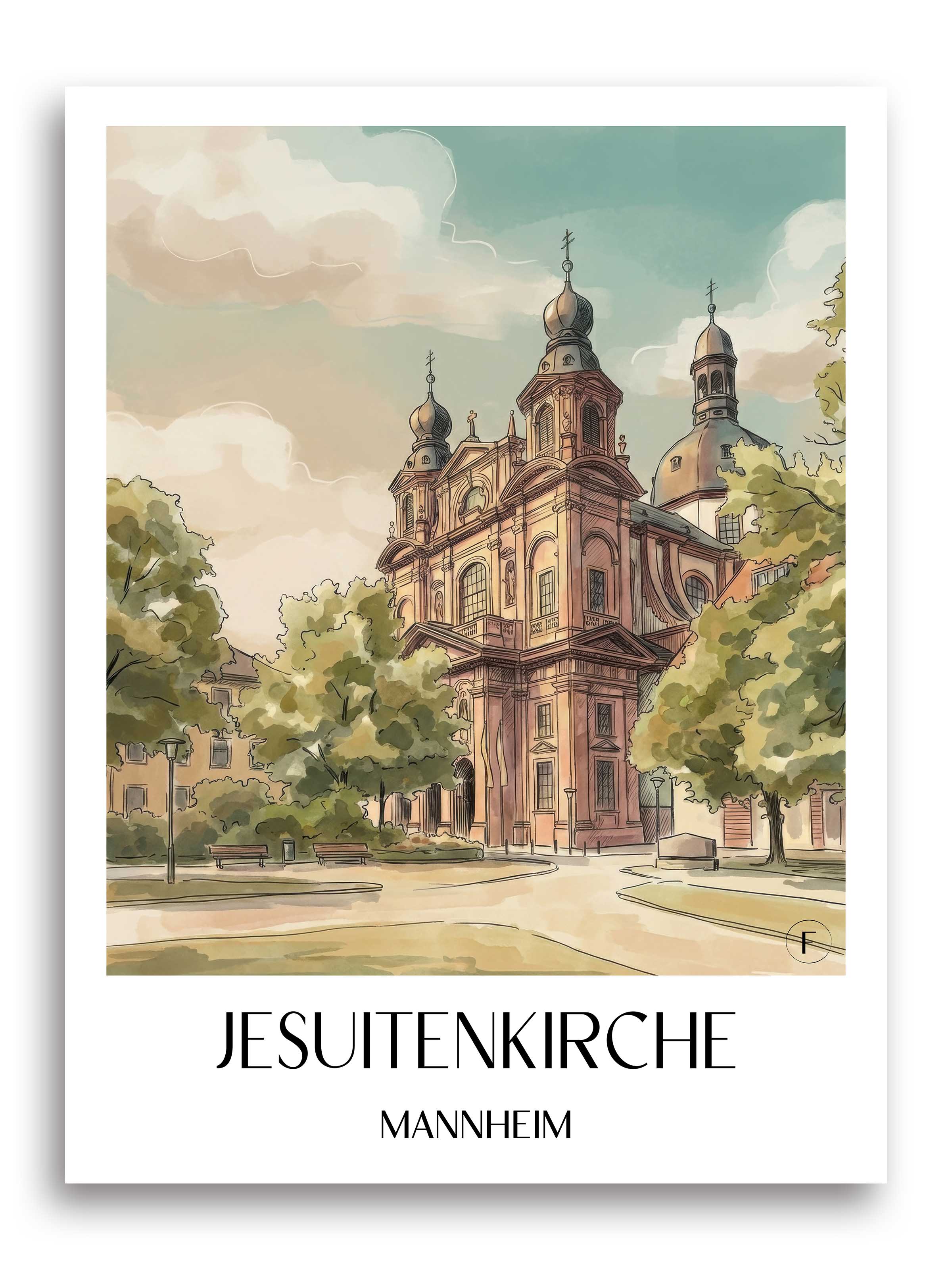 jesuitenkirche-mannheim-deutschland-poster-aquarell