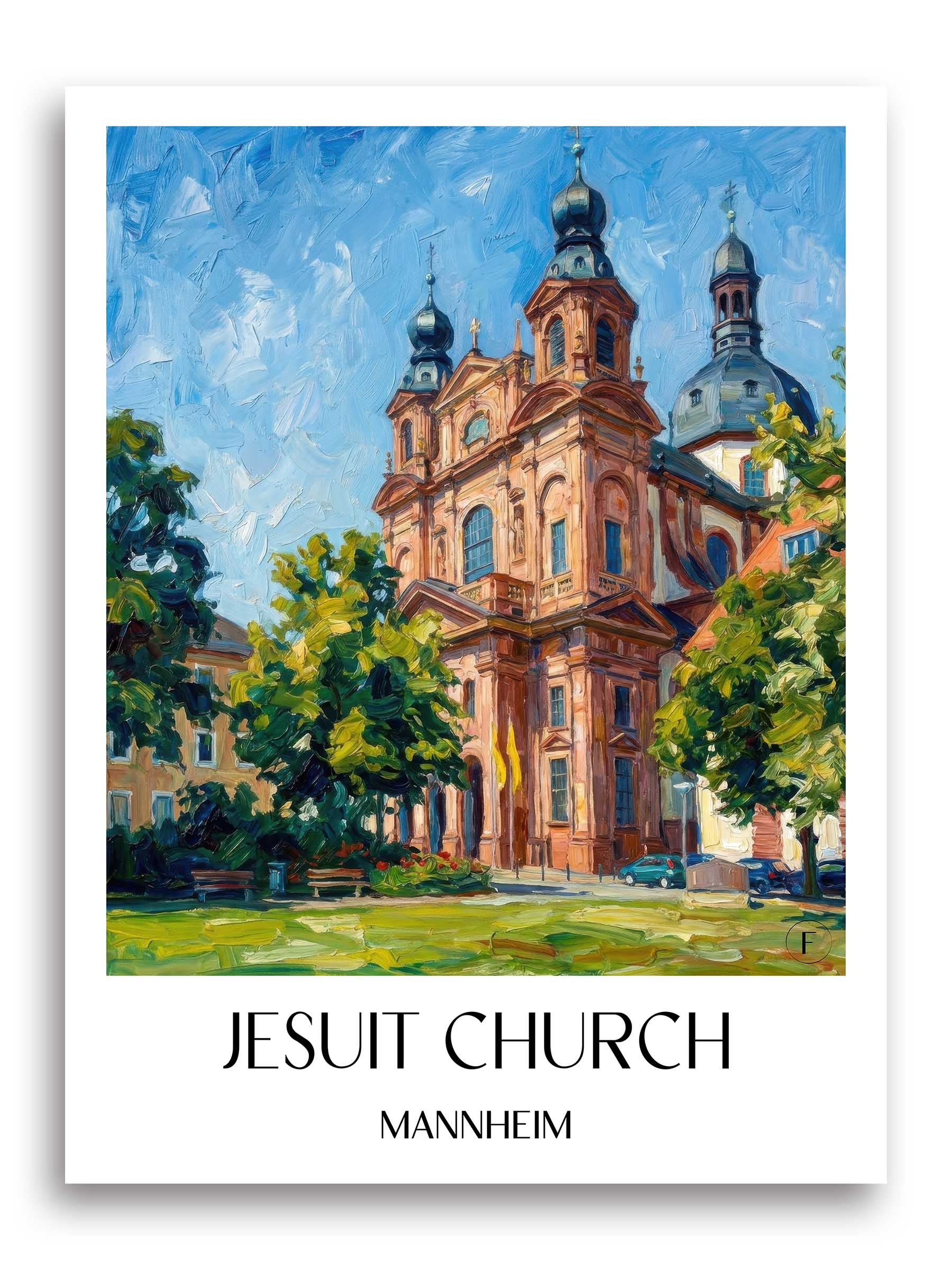 Jesuitenkirche Poster - Mannheim - Deutschland Kunstdruck - Ölgemälde von A4 bis A1 - favplace