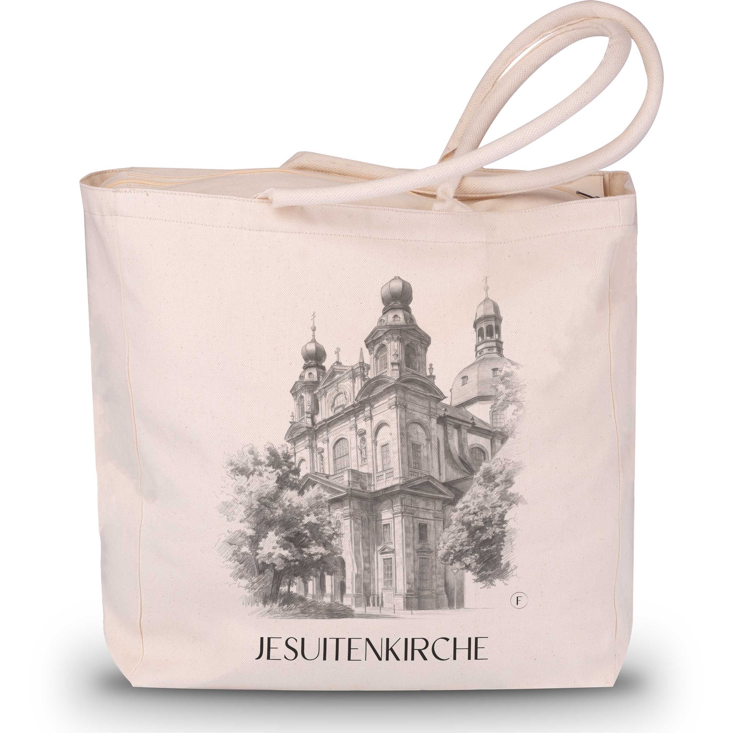 jesuitenkirche-mannheim-deutschland-einkaufstasche-bleistift-zeichnung-drawing