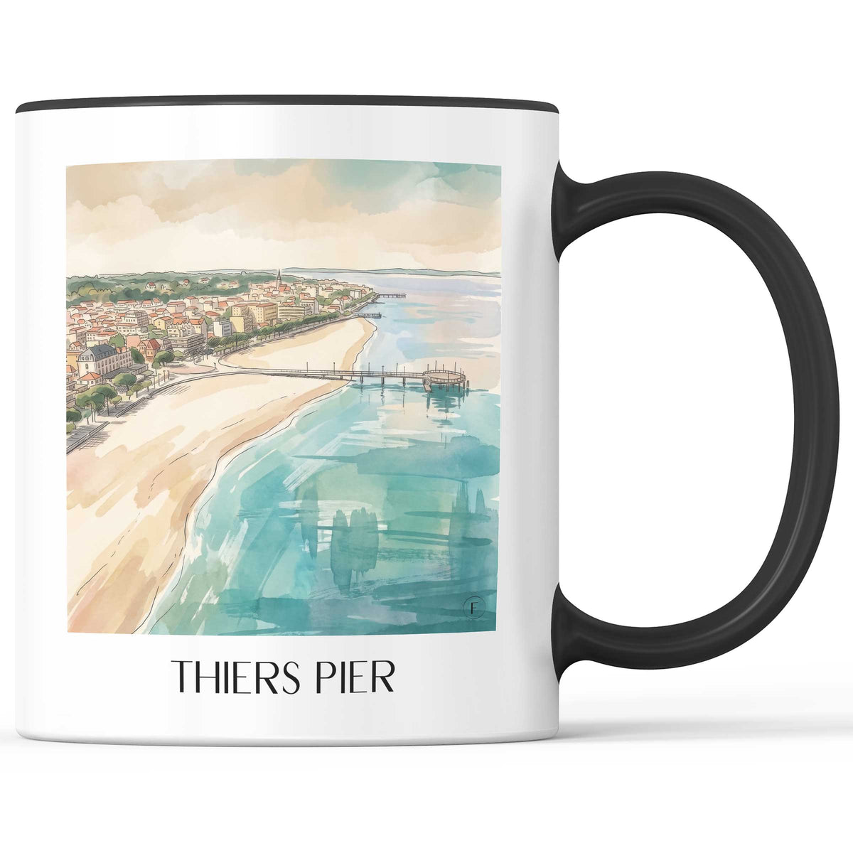 Jetée Thiers Kaffeebecher - Arcachon - Frankreich Becher - Kaffeetasse im Aquarell Stil - favplace