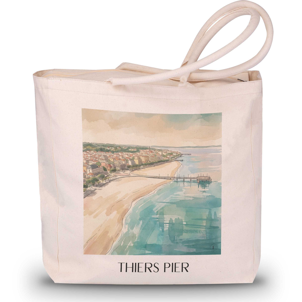 Jetée Thiers Shopping Tasche - Arcachon - Frankreich Tote Bag - Einkaufstasche im Aquarell Stil - favplace