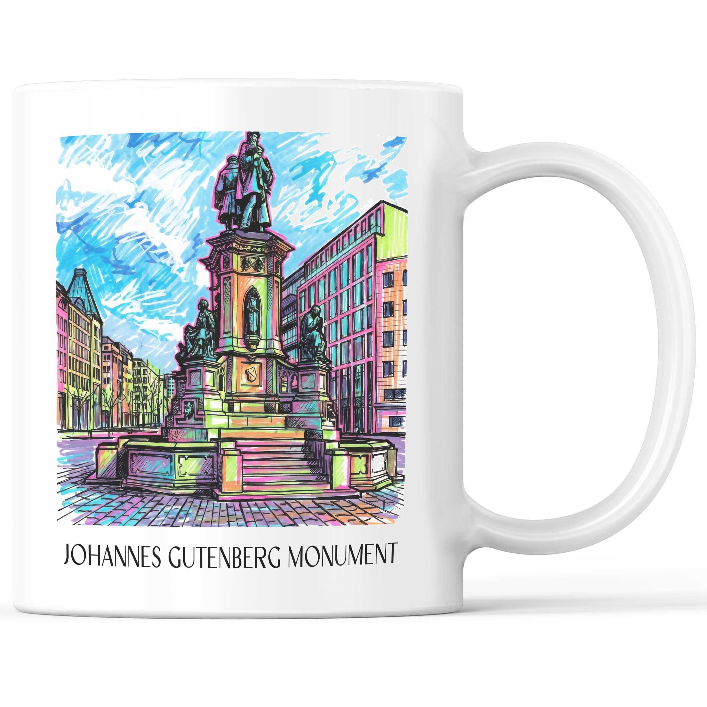Johannes-Gutenberg-Denkmal Kaffeebecher - Frankfurt - Deutschland Becher - Kaffeetasse im Tag Graffiti Stil
