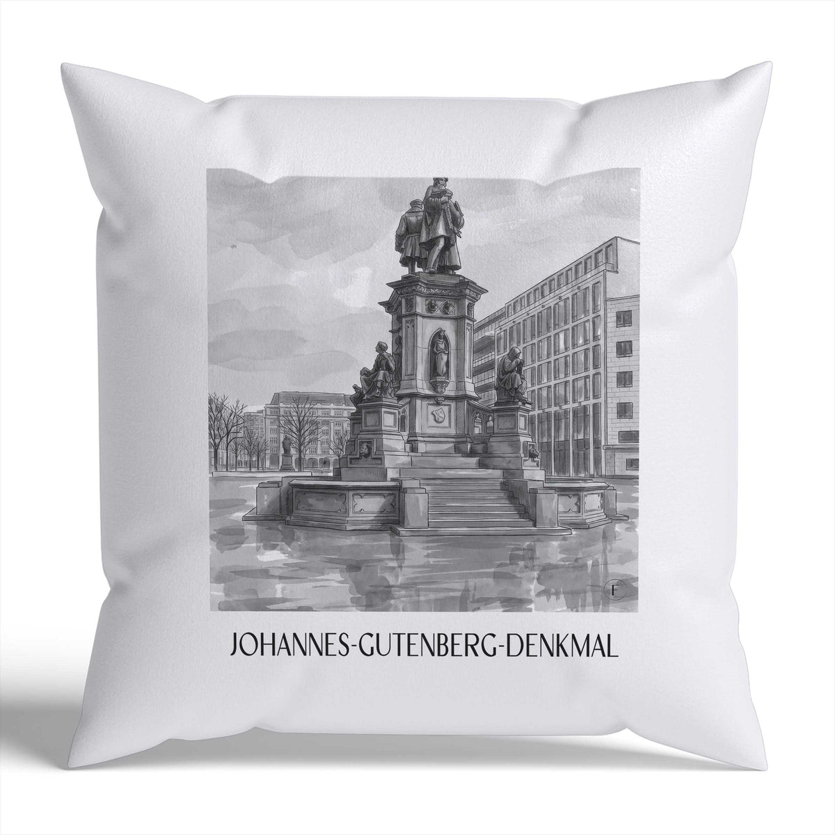 johannes-gutenberg-denkmal-frankfurt-deutschland-kissenbezug-aquarell-schwarz-weiss