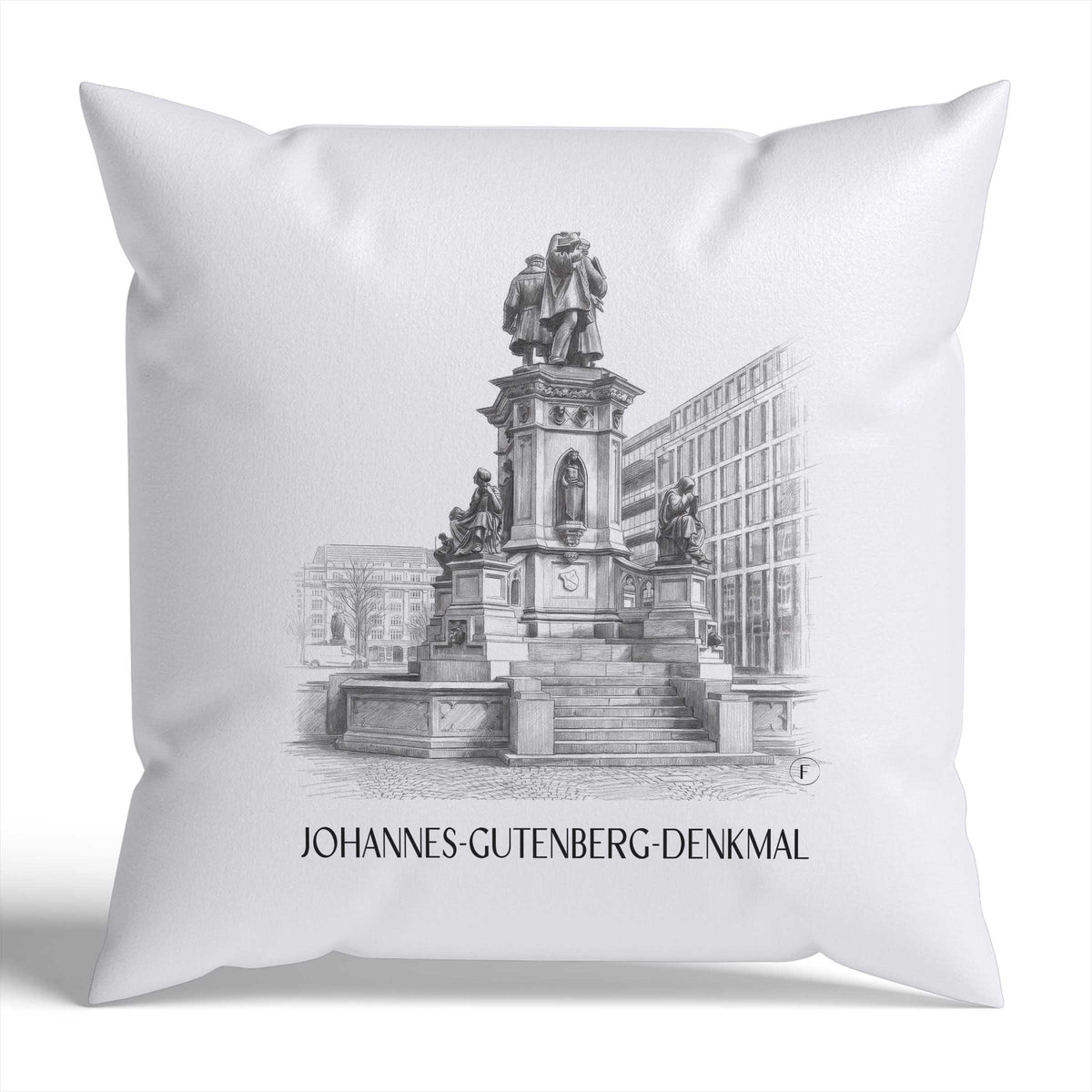 johannes-gutenberg-denkmal-frankfurt-deutschland-kissenbezug-bleistift-zeichnung-drawing