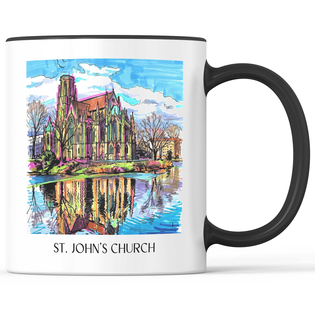 Johanneskirche Kaffeebecher - Stuttgart - Deutschland Becher - Kaffeetasse im Tag Graffiti Stil - favplace