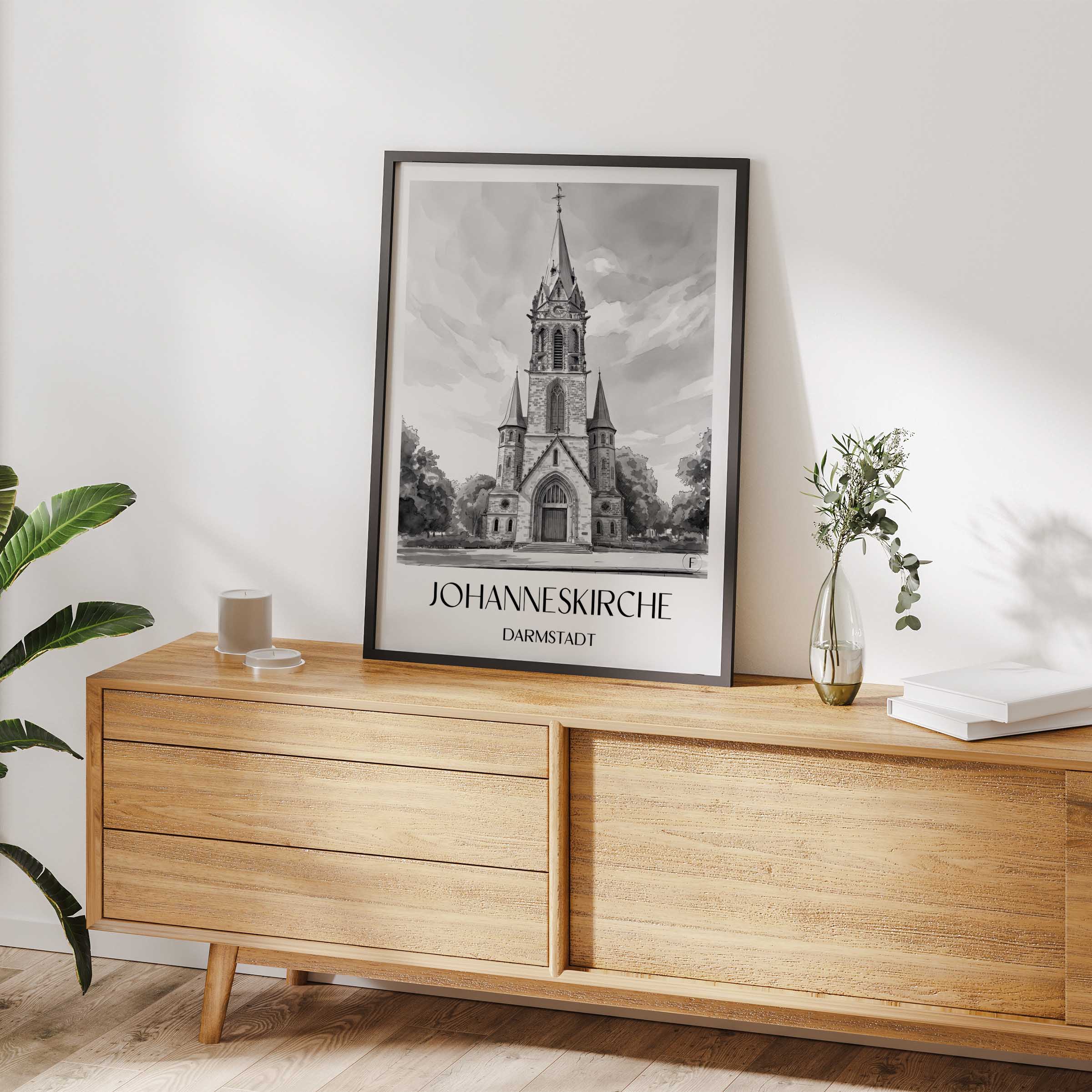 johanneskirche-darmstadt-deutschland-poster-aquarell-schwarz-weiss