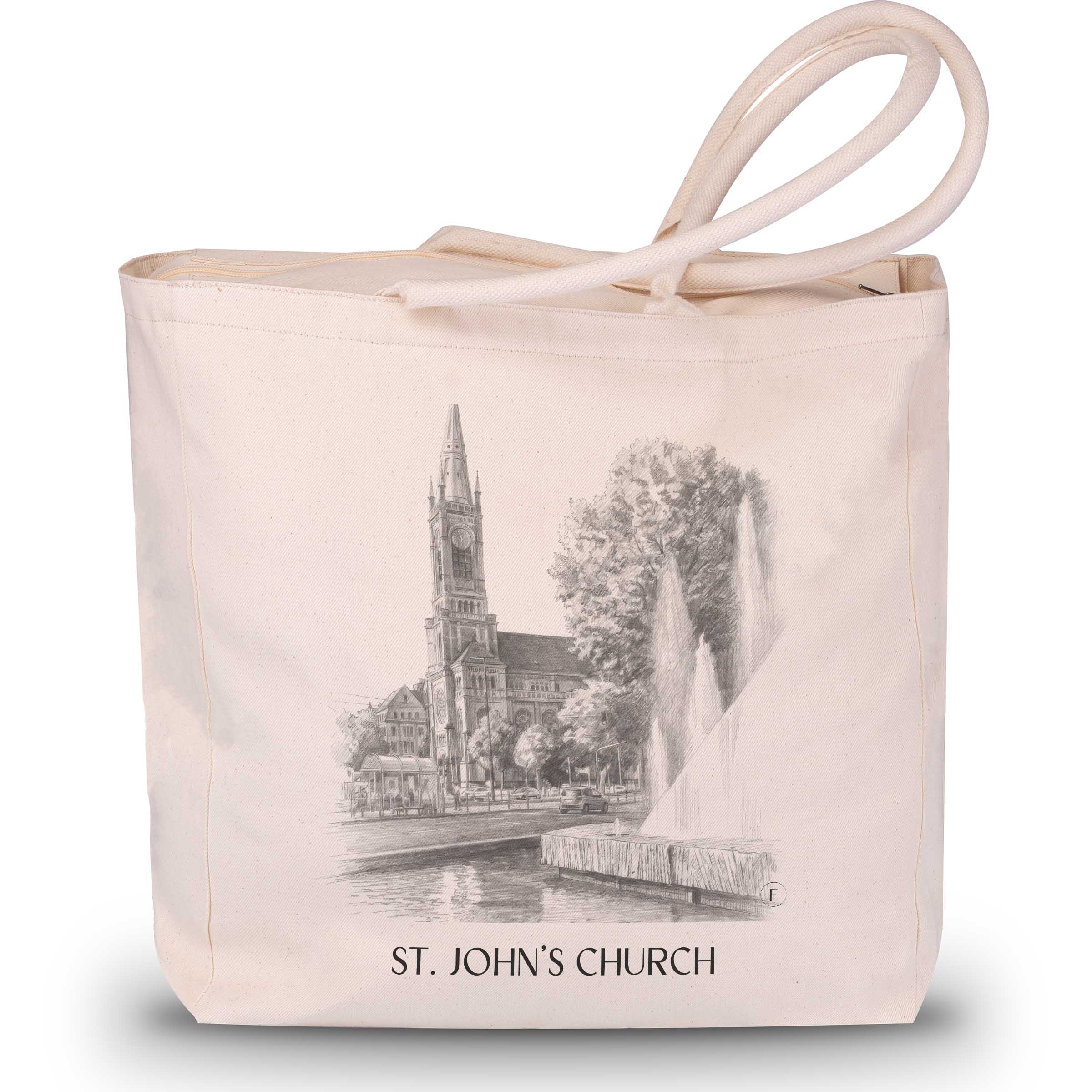 Johanneskirche Shopping Tasche - Düsseldorf - Deutschland Tote Bag - Einkaufstasche im Zeichnung Stil
