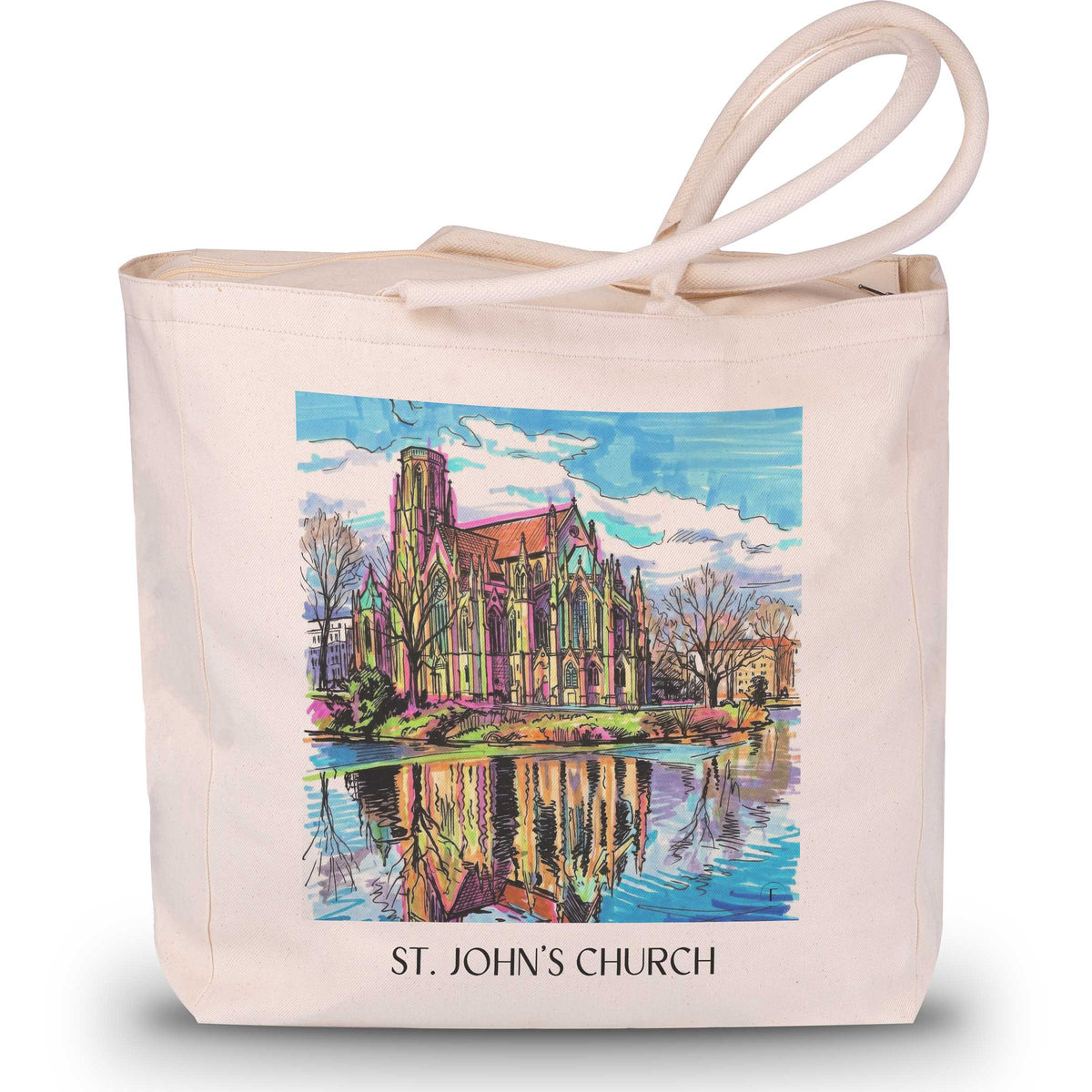 Johanneskirche Shopping Tasche - Stuttgart - Deutschland Tote Bag - Einkaufstasche im Tag Graffiti Stil - favplace