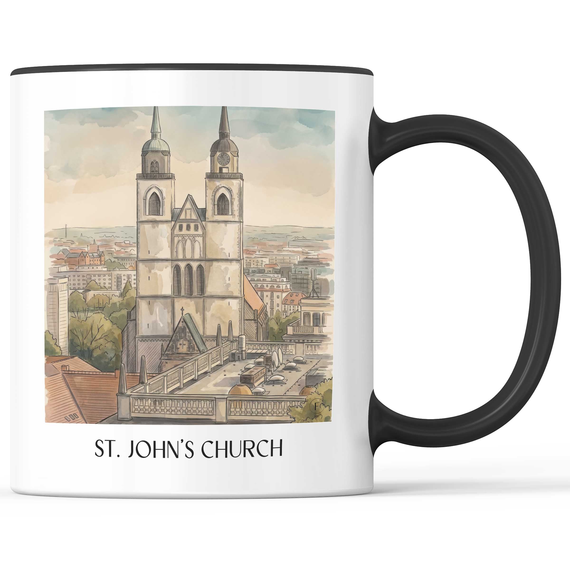 Johanniskirche Kaffeebecher - Magdeburg - Deutschland Becher - Kaffeetasse im Aquarell Stil - favplace