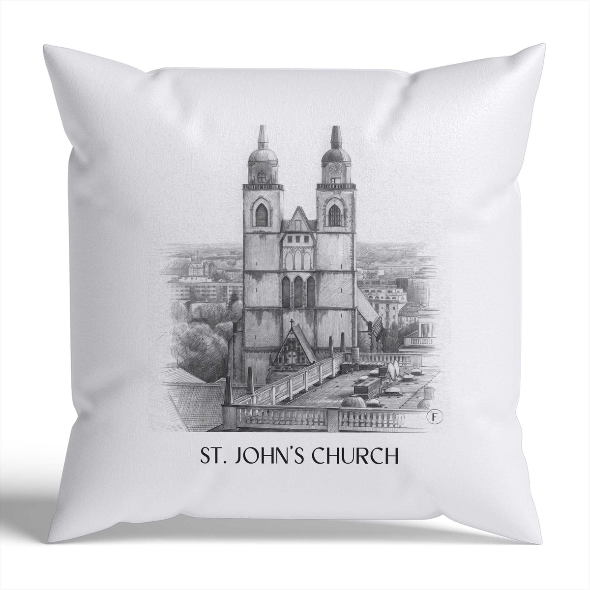 Johanniskirche Kissenhülle - Zierkissen Bezug - Magdeburg - Deutschland Kissen bzw. Kissenbezug im Zeichnung Stil - favplace