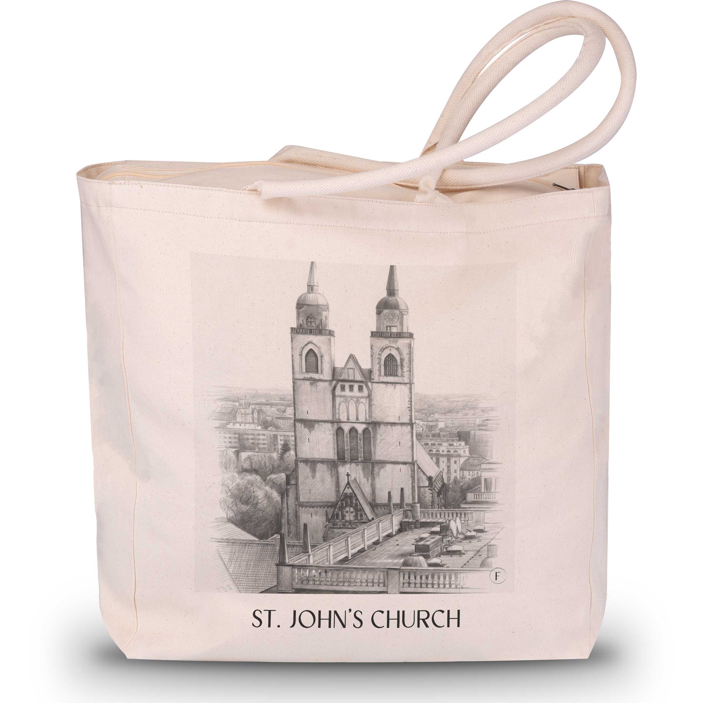 Johanniskirche Shopping Tasche - Magdeburg - Deutschland Tote Bag - Einkaufstasche im Zeichnung Stil