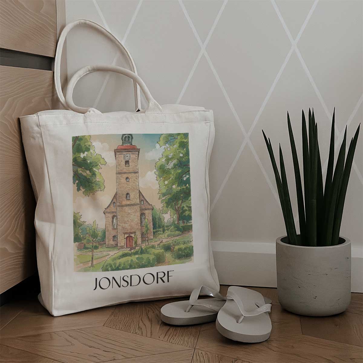 jonsdorf-zittauer-gebirge-deutschland-einkaufstasche-aquarell