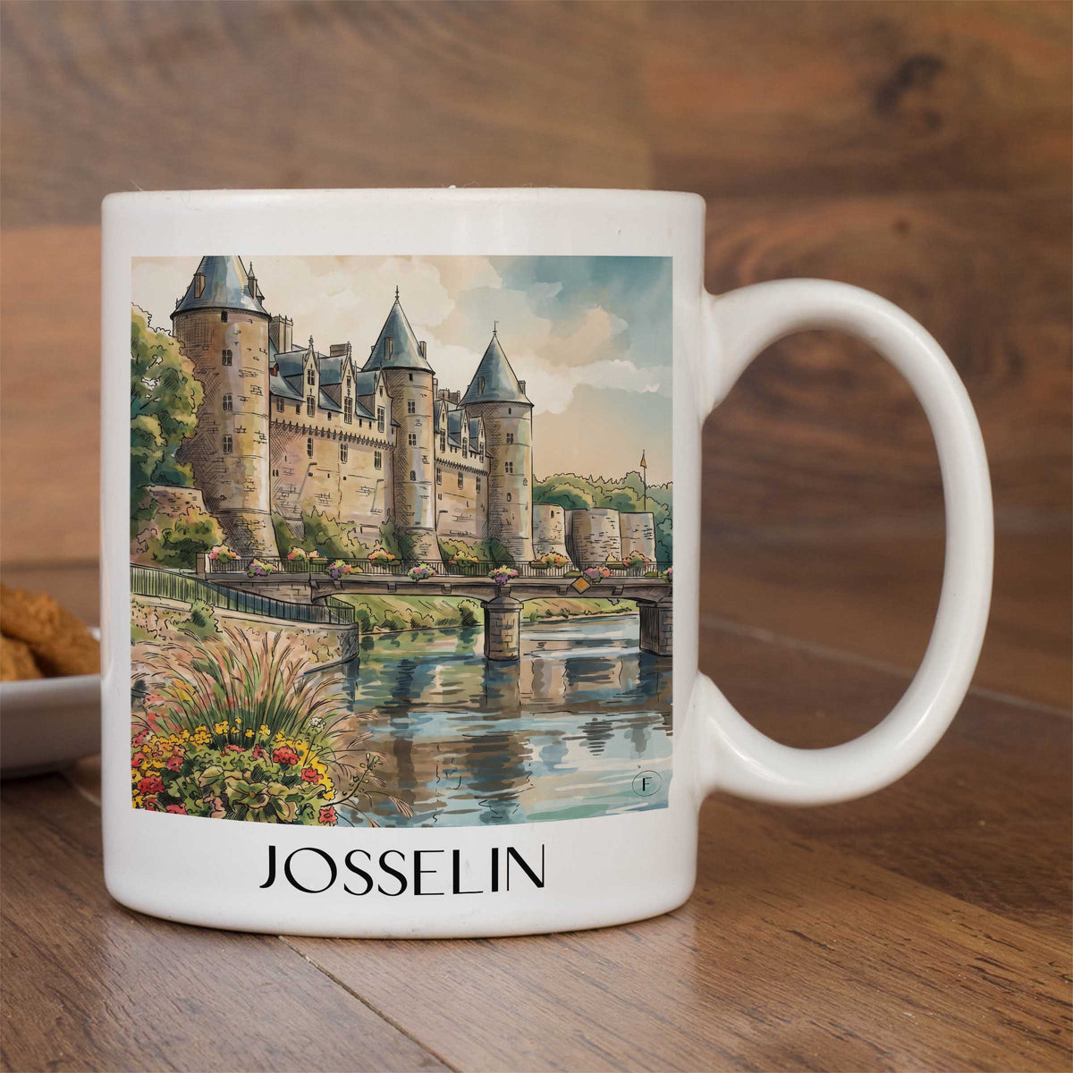 josselin-vallée-de-l'oust-frankreich-kaffeebecher-aquarell