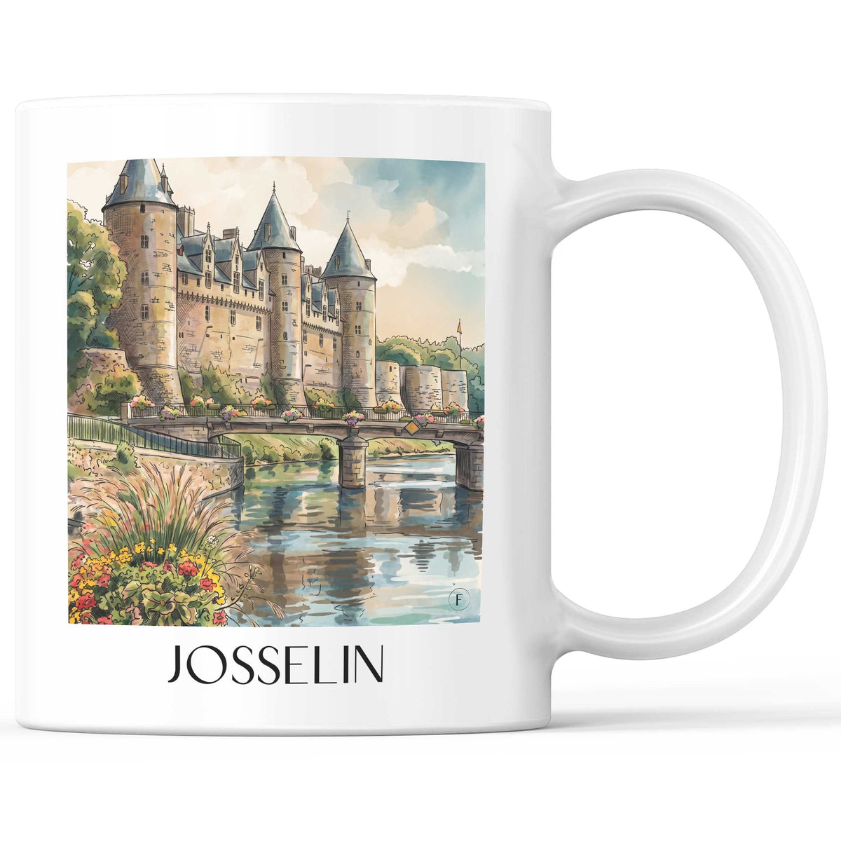Josselin Kaffeebecher - Vallée de l'Oust - Frankreich Becher - Kaffeetasse im Aquarell Stil - favplace