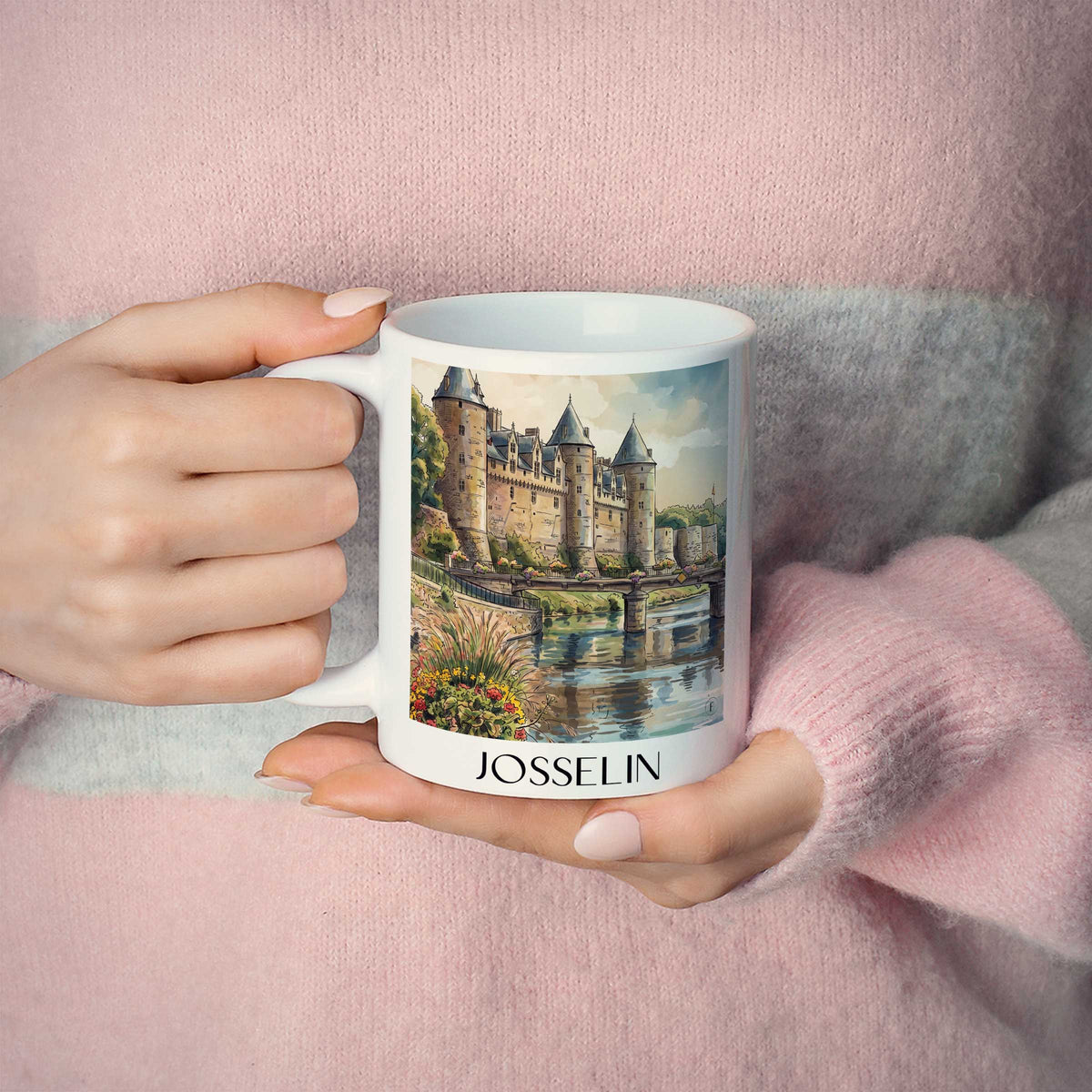 josselin-vallée-de-l'oust-frankreich-kaffeebecher-aquarell