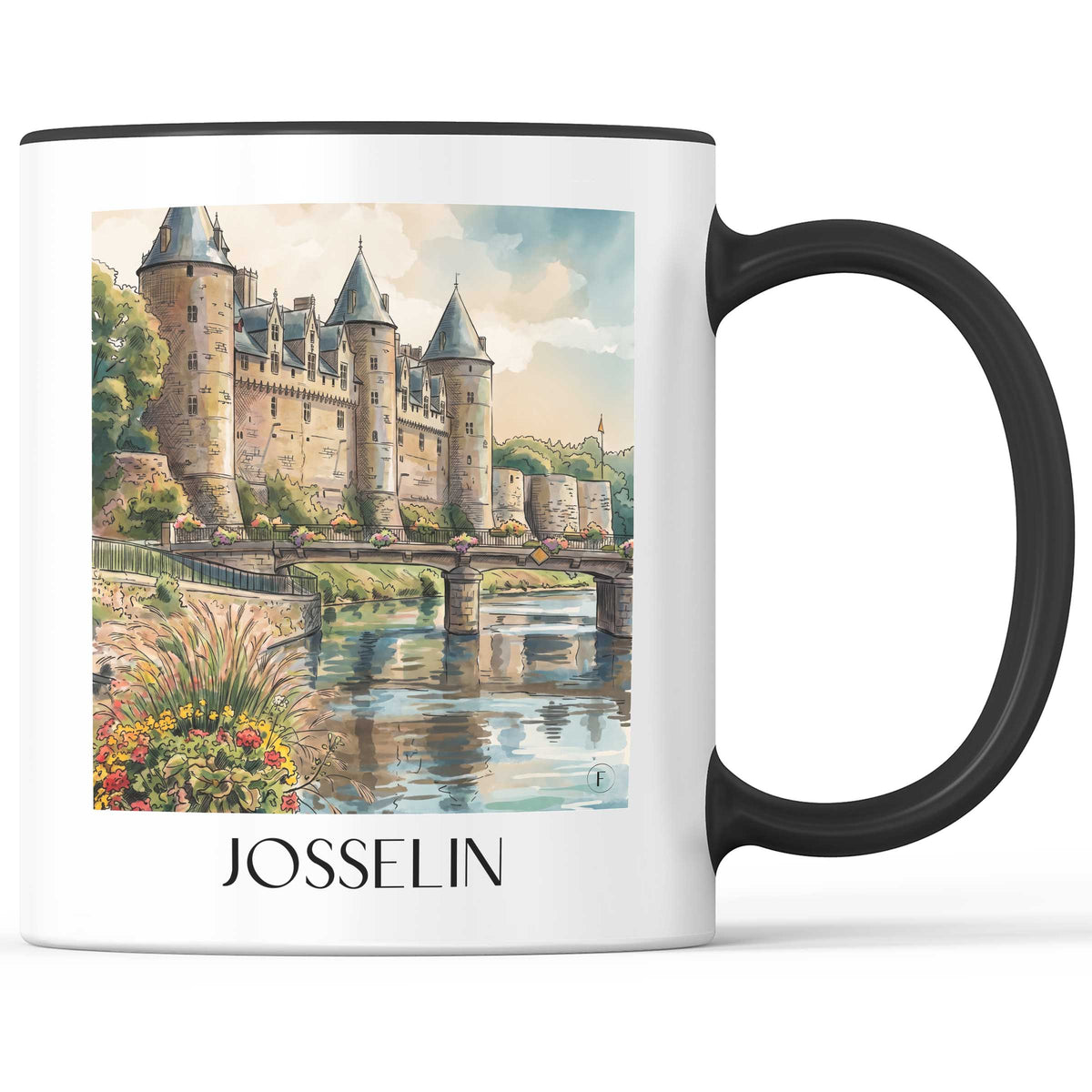 Josselin Kaffeebecher - Vallée de l'Oust - Frankreich Becher - Kaffeetasse im Aquarell Stil - favplace
