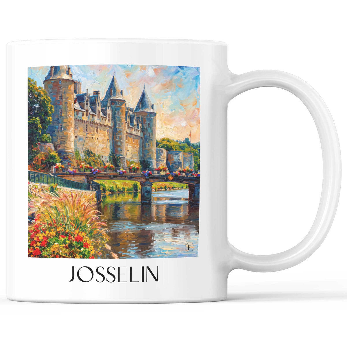 Josselin Kaffeebecher - Vallée de l'Oust - Frankreich Becher - Kaffeetasse im Ölgemälde Stil - favplace