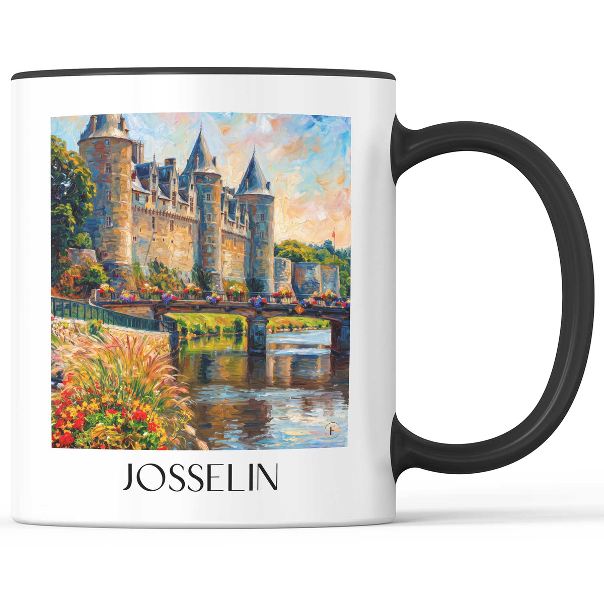 Josselin Kaffeebecher - Vallée de l'Oust - Frankreich Becher - Kaffeetasse im Ölgemälde Stil - favplace