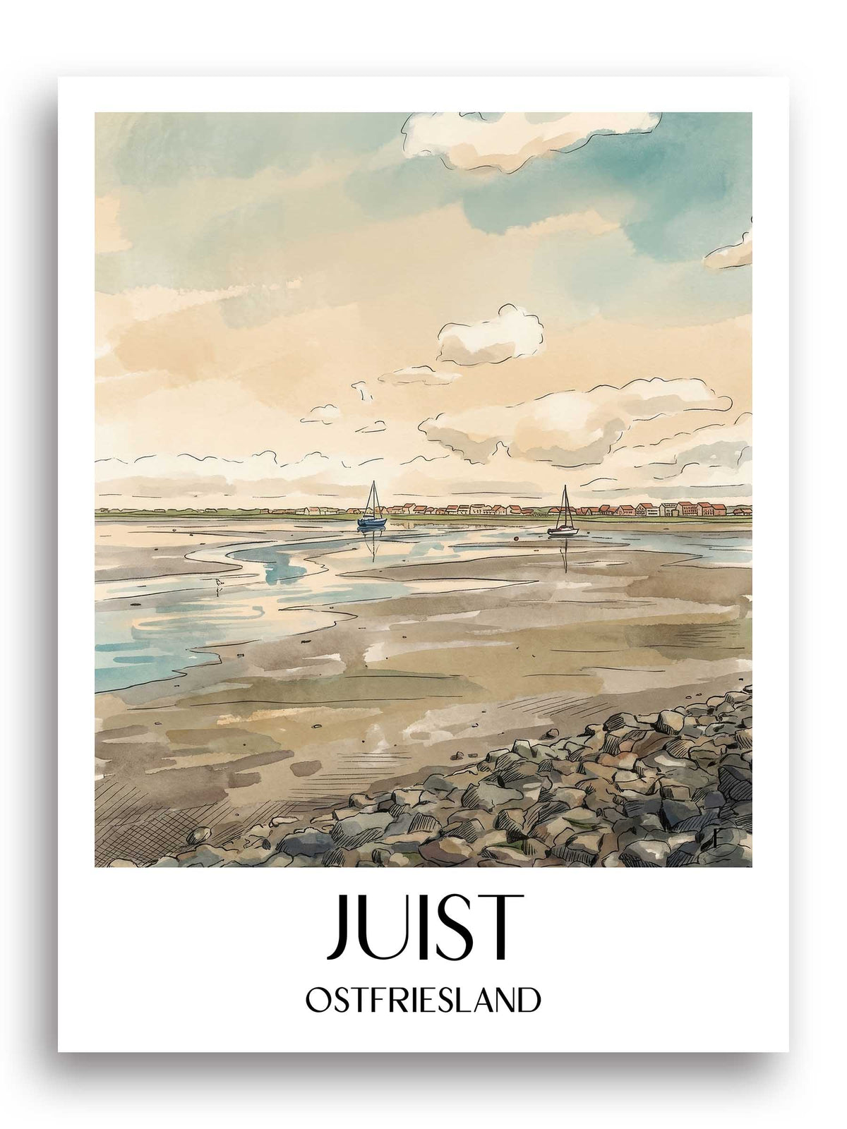 juist-ostfriesland-deutschland-poster-aquarell