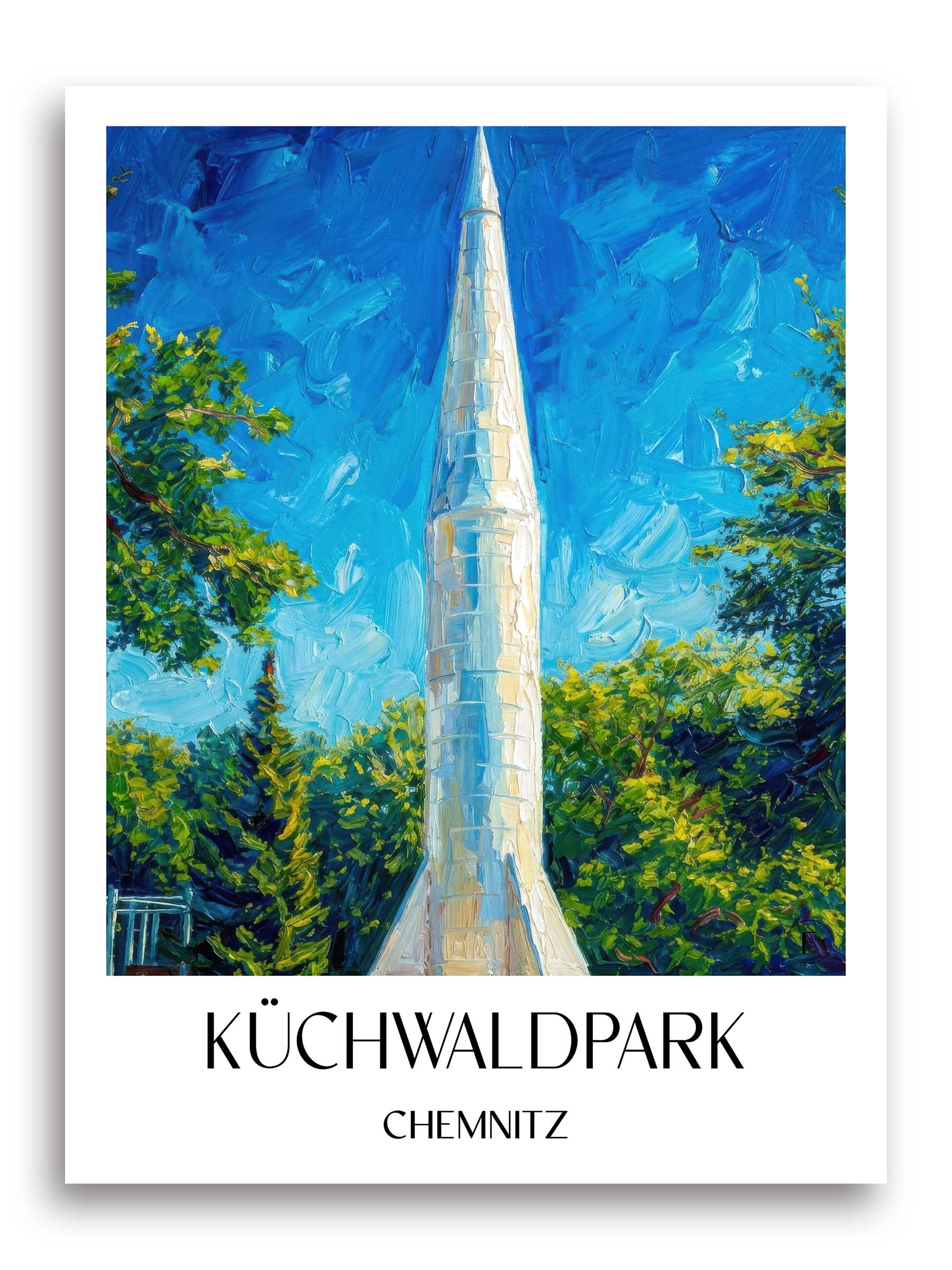 Küchwaldpark Poster - Chemnitz - Deutschland Kunstdruck - Ölgemälde von A4 bis A1 - favplace