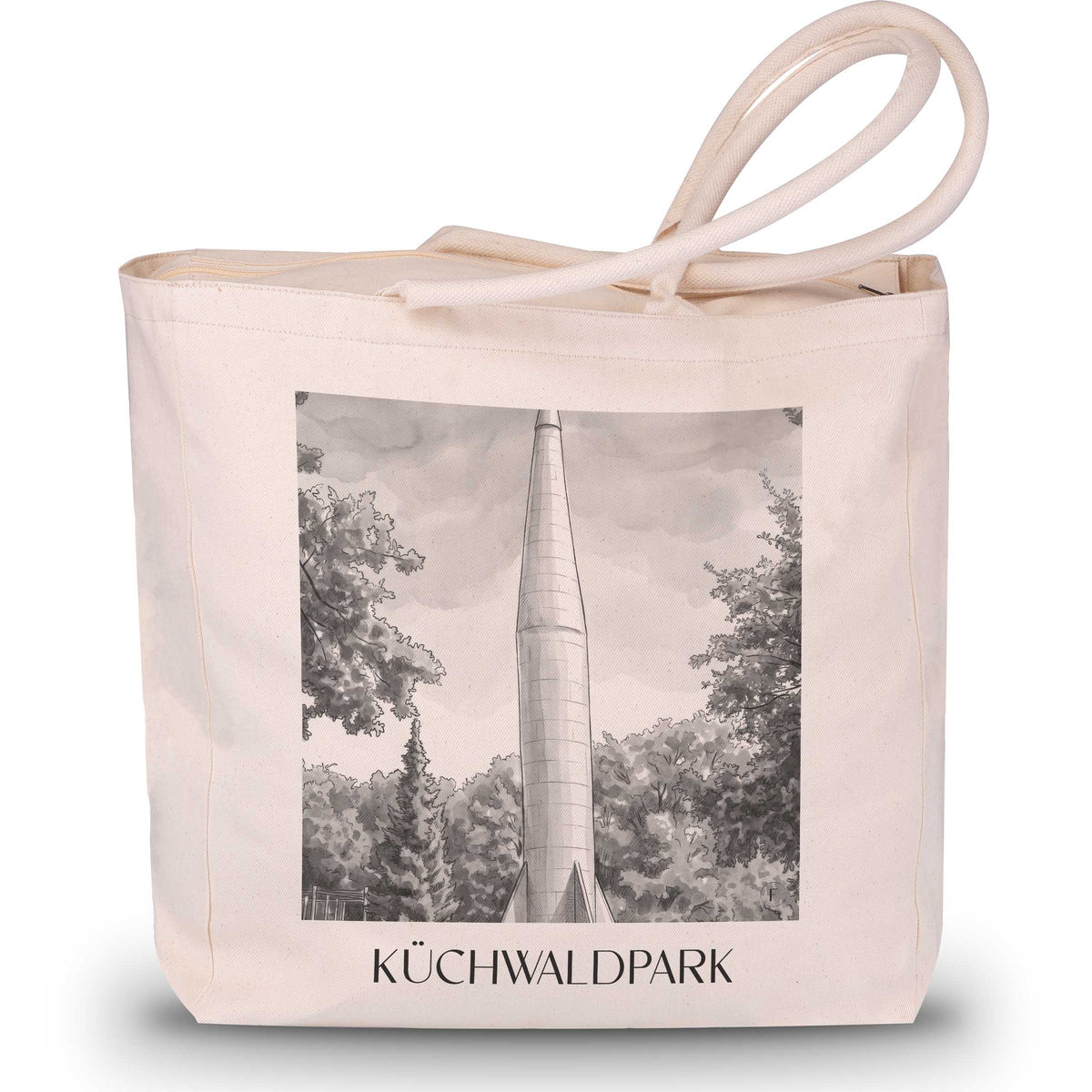 Küchwaldpark Shopping Tasche - Chemnitz - Deutschland Tote Bag - Einkaufstasche im Aquarell Schwarz-Weiß Stil - favplace